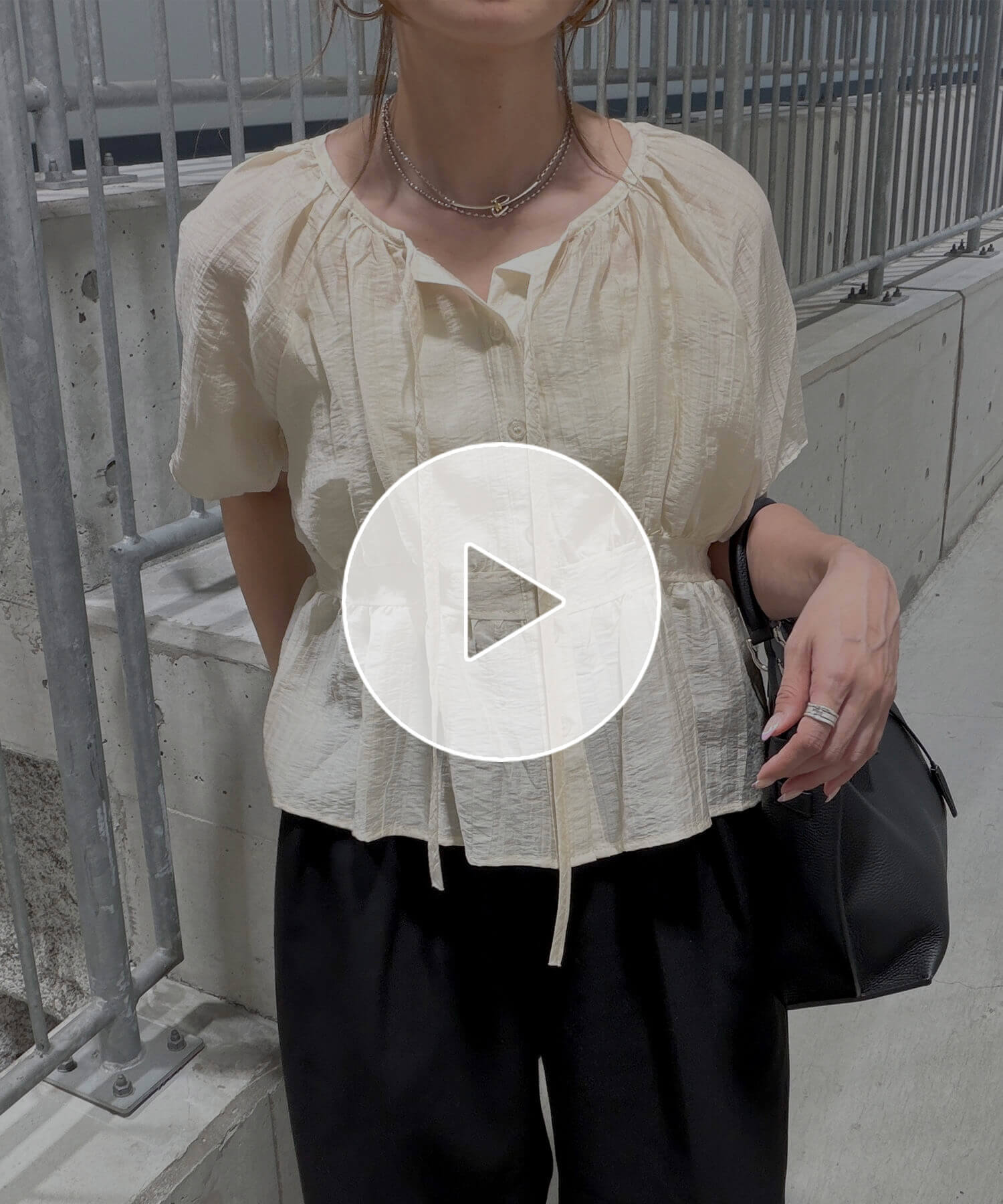 ワッシャーシアーリボンブラウス | Washed sheer ribon blouse (chiica