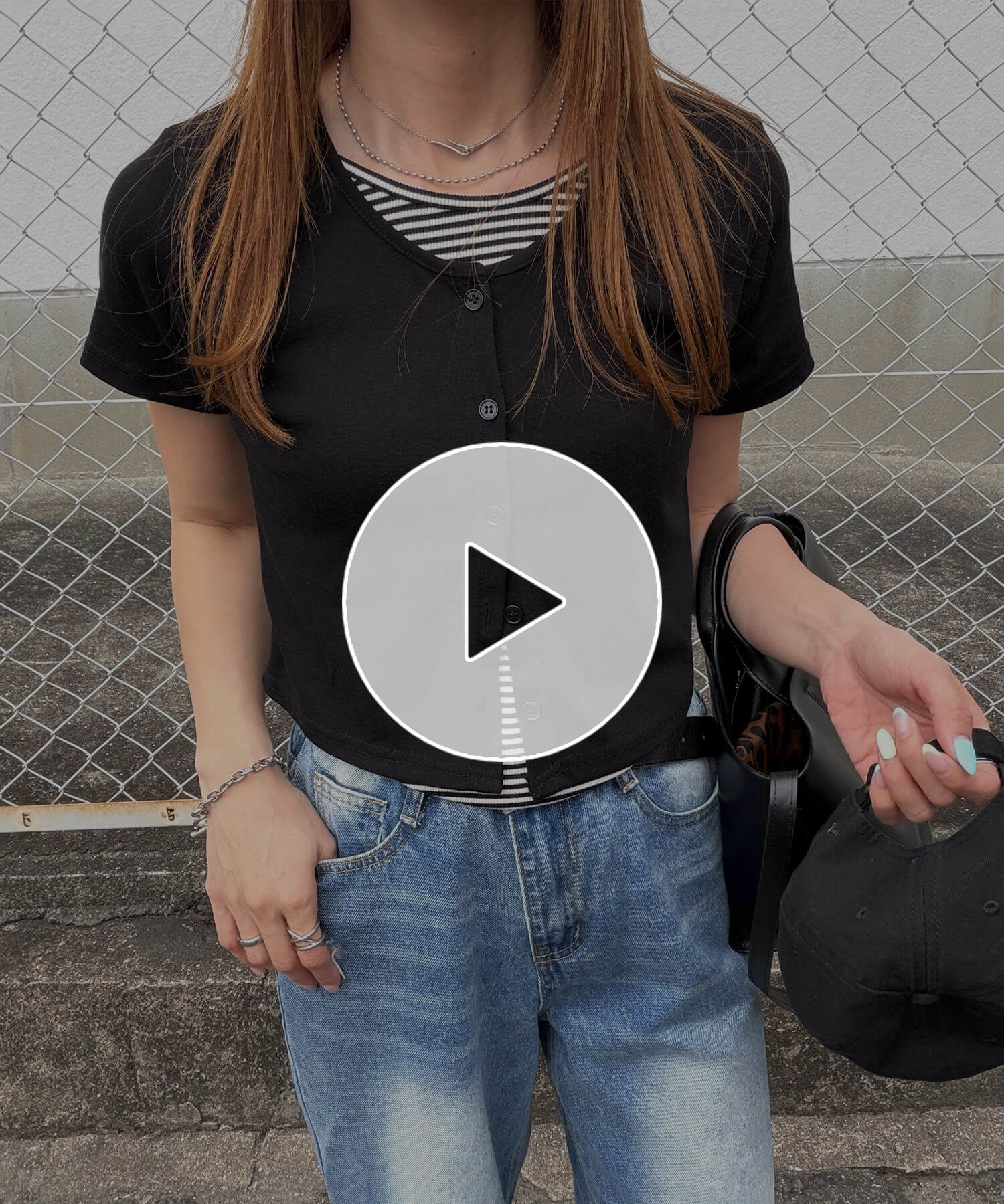 レイヤード風ボーダーTシャツ | Layered border tee (chiica select)