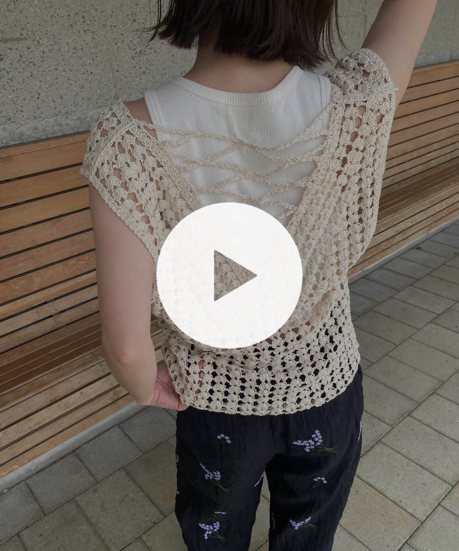クロシェメッシュニットベスト | Crochet mesh knit vest (kiharu select)