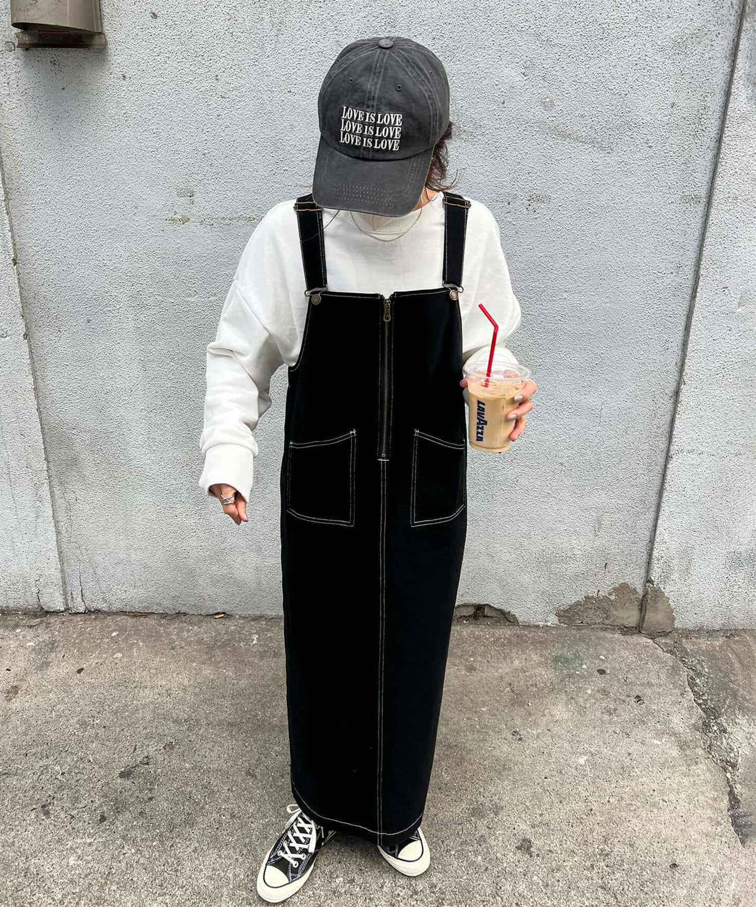ハーフジップロングジャンパースカート | Half zip long jumper skirt
