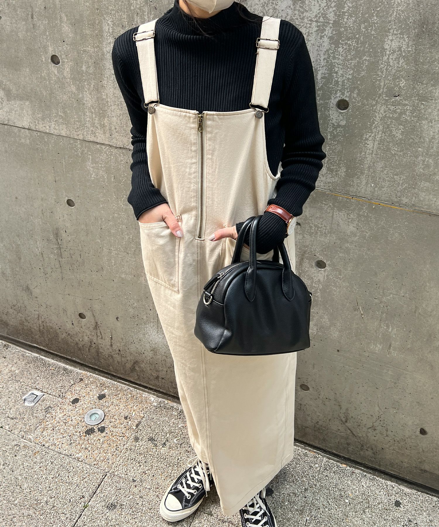ハーフジップロングジャンパースカート | Half zip long jumper skirt