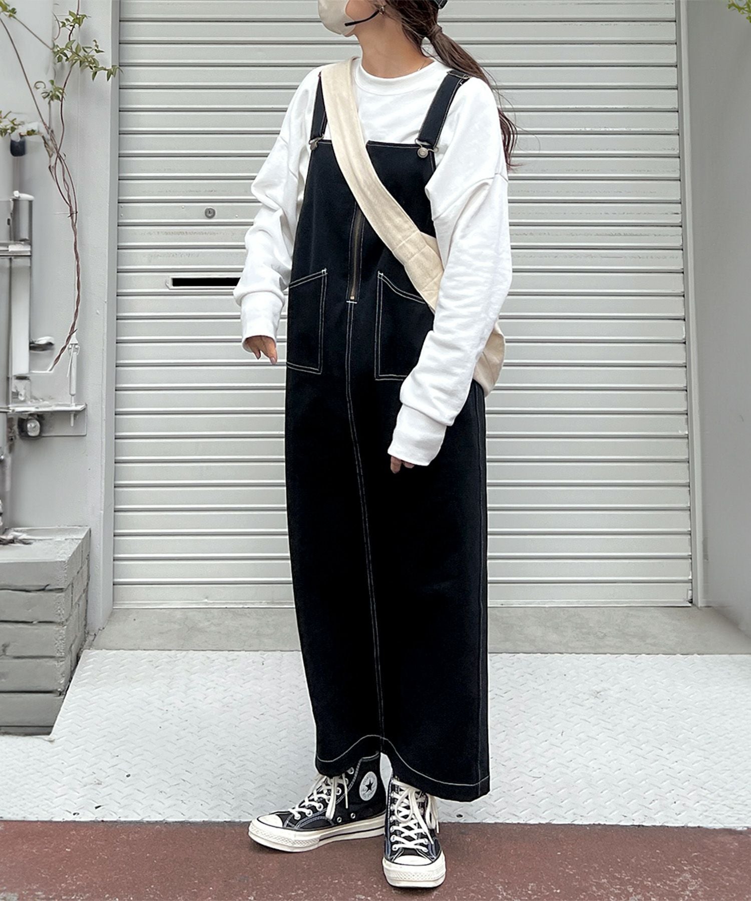 ハーフジップロングジャンパースカート | Half zip long jumper skirt