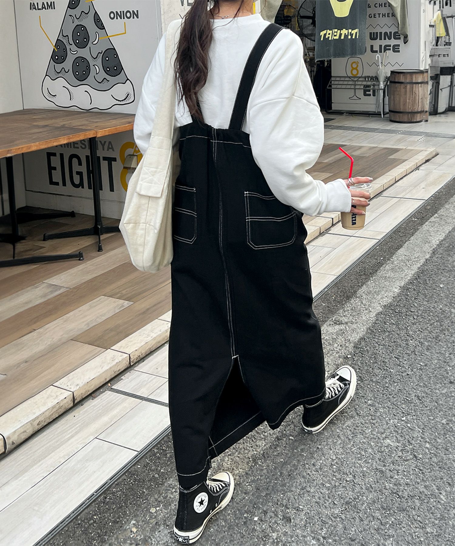 ハーフジップロングジャンパースカート | Half zip long jumper skirt
