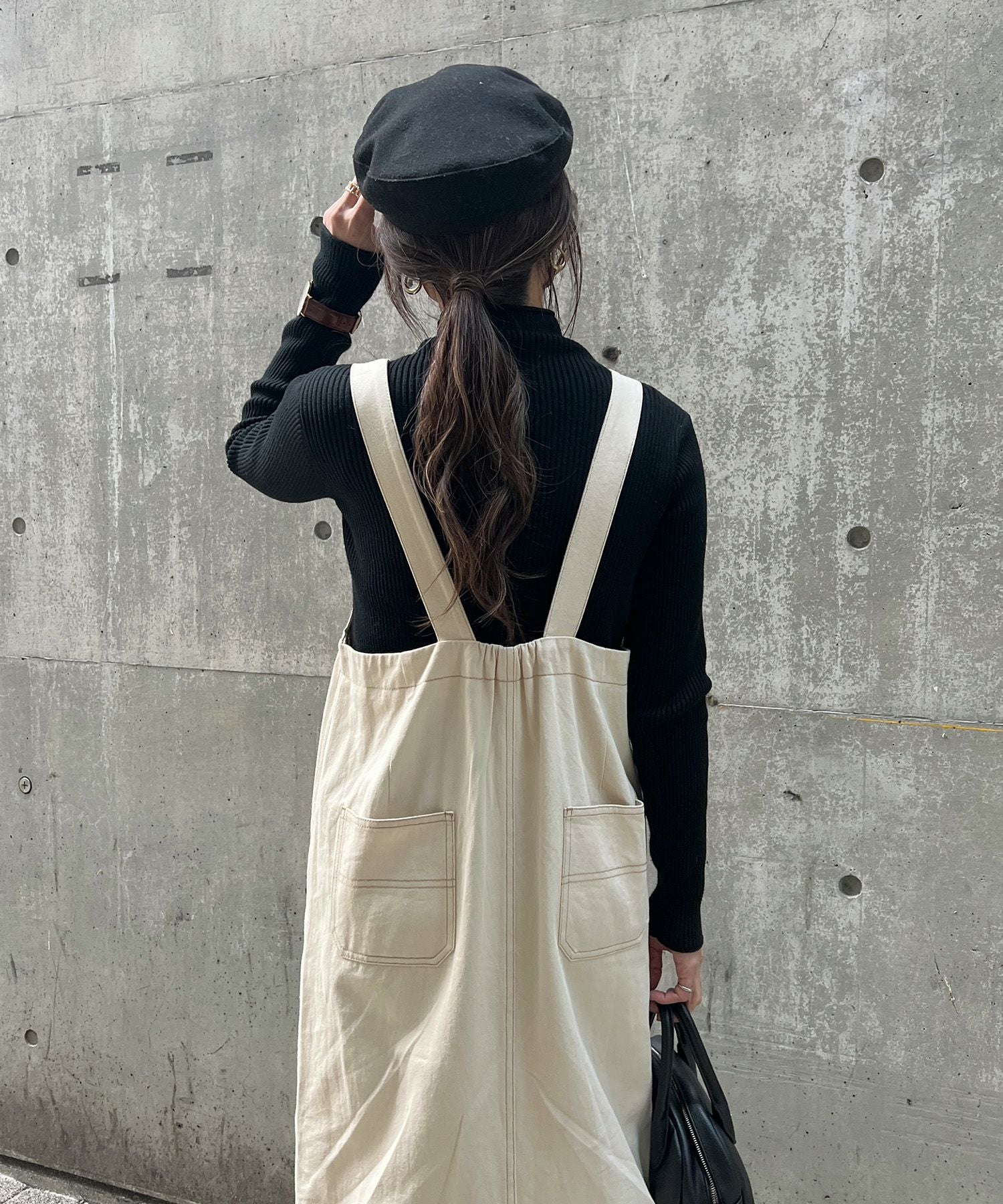 ハーフジップロングジャンパースカート | Half zip long jumper skirt