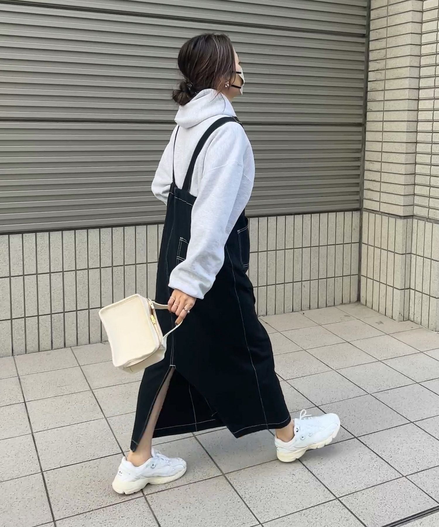 ハーフジップロングジャンパースカート | Half zip long jumper skirt
