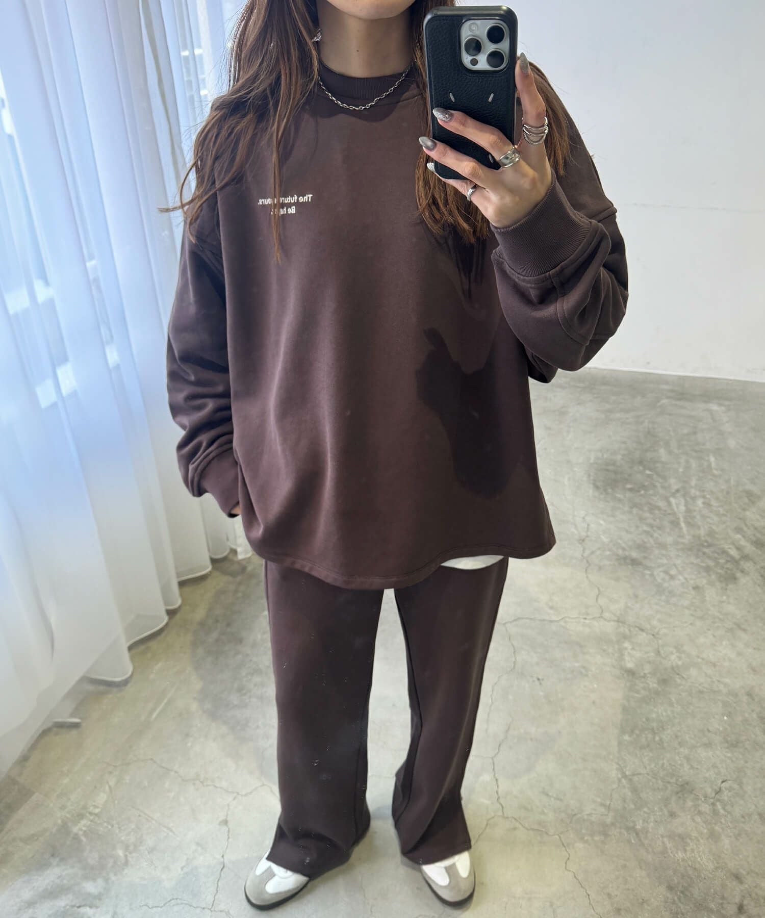 ISOOK アイスー Embroidery sweat set up ブラック オリジナル刺繍ロゴスウェット | Embroidery sweat set up(chiica