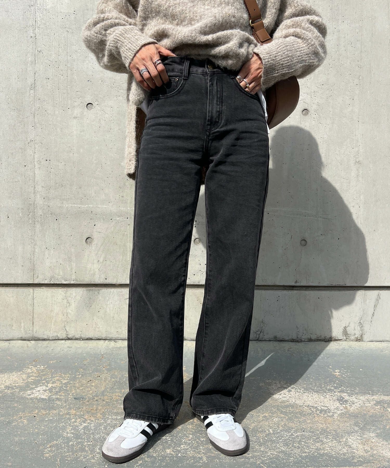Dime ブラックデニム ストレートレッグ m ストレートブラックデニム | Straight black denims(chiica select)