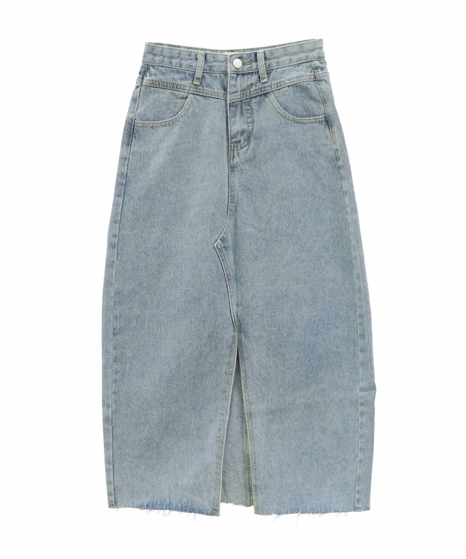 センタースリットデニムスカート | Center slit denim skirt(chiica
