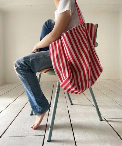 ストライプビッグキャンバストート | Stripe big canvas tote(comochi 