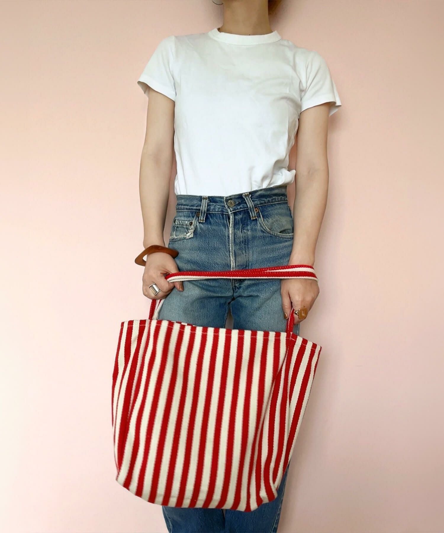 ストライプビッグキャンバストート | Stripe big canvas tote(comochi