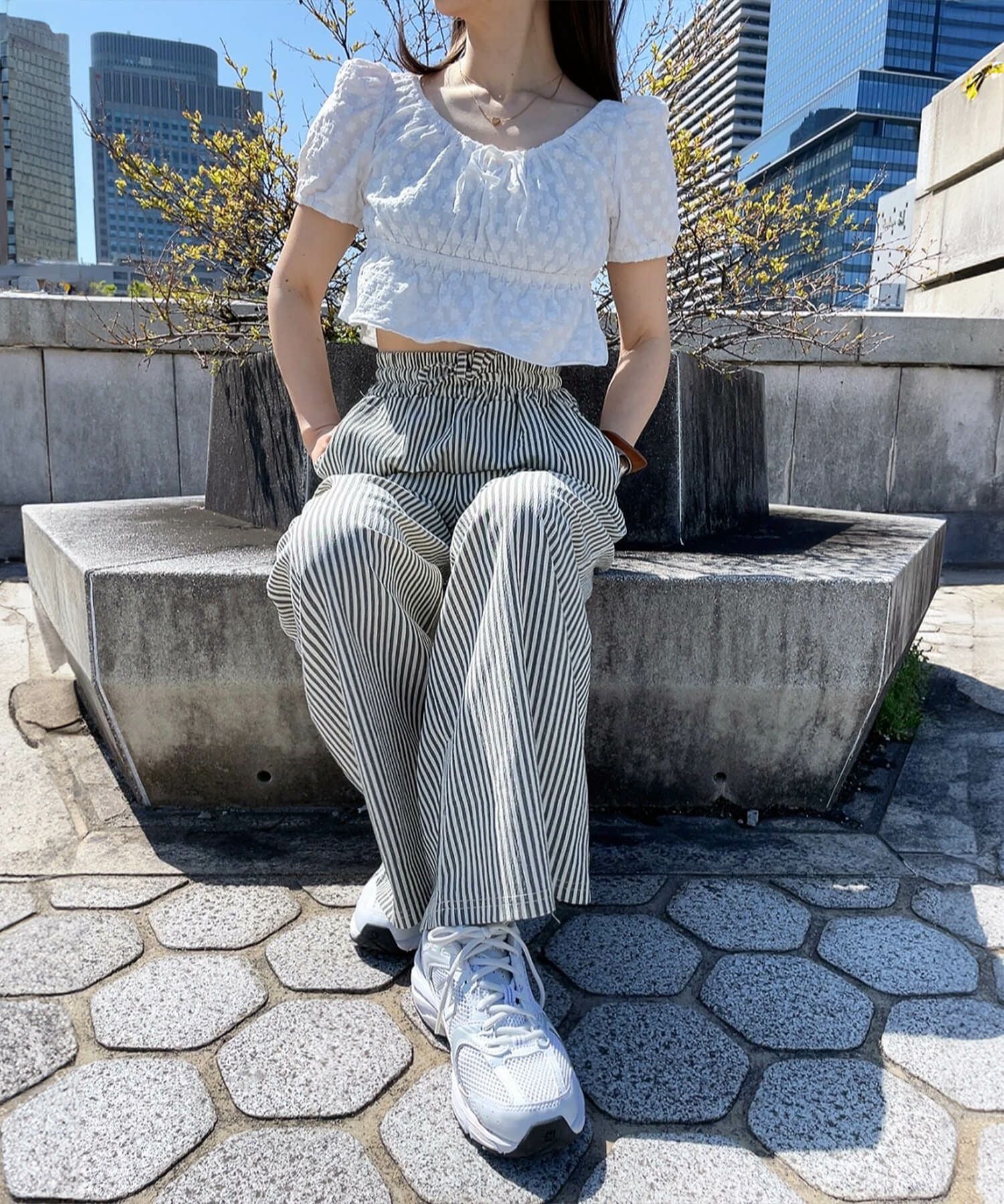 ストライプイージーパンツ | Stripe easy pants(comochi select)