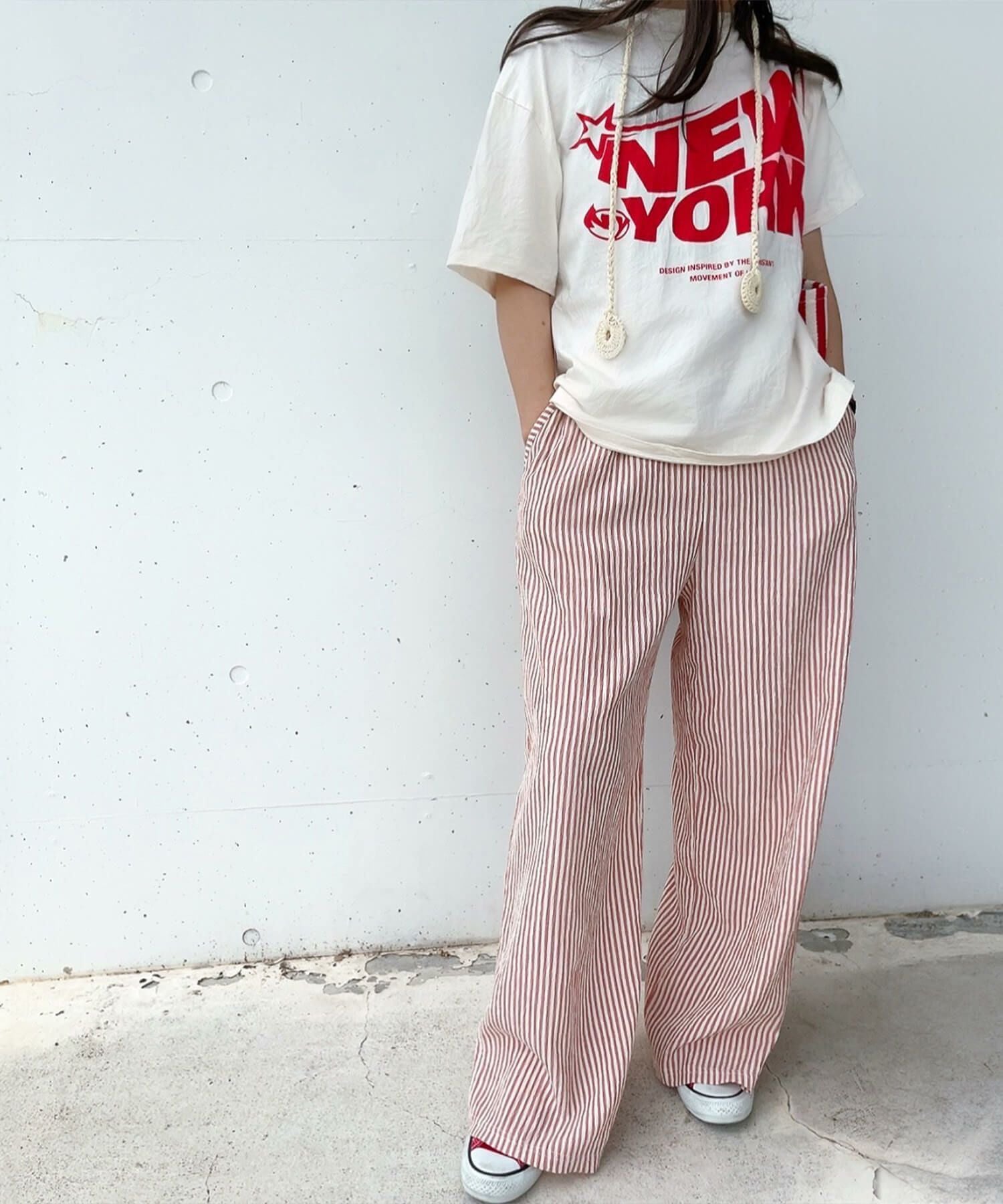 ストライプイージーパンツ | Stripe easy pants(comochi select)