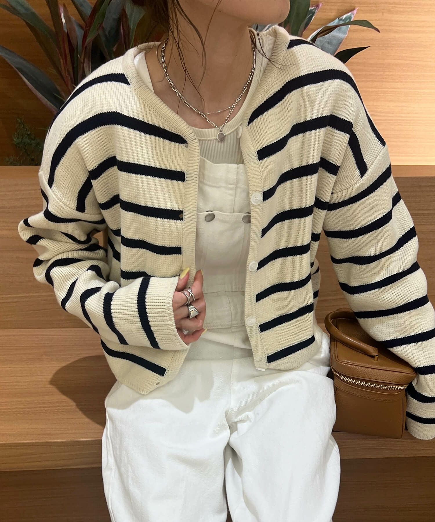 ウールニットボーダーカーディガン | Wool knit border cardigan