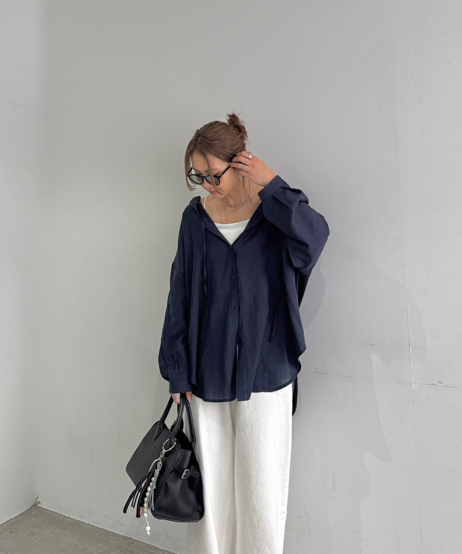 フード付きシアーシャツ | Hooded loose shirt (chiica select)