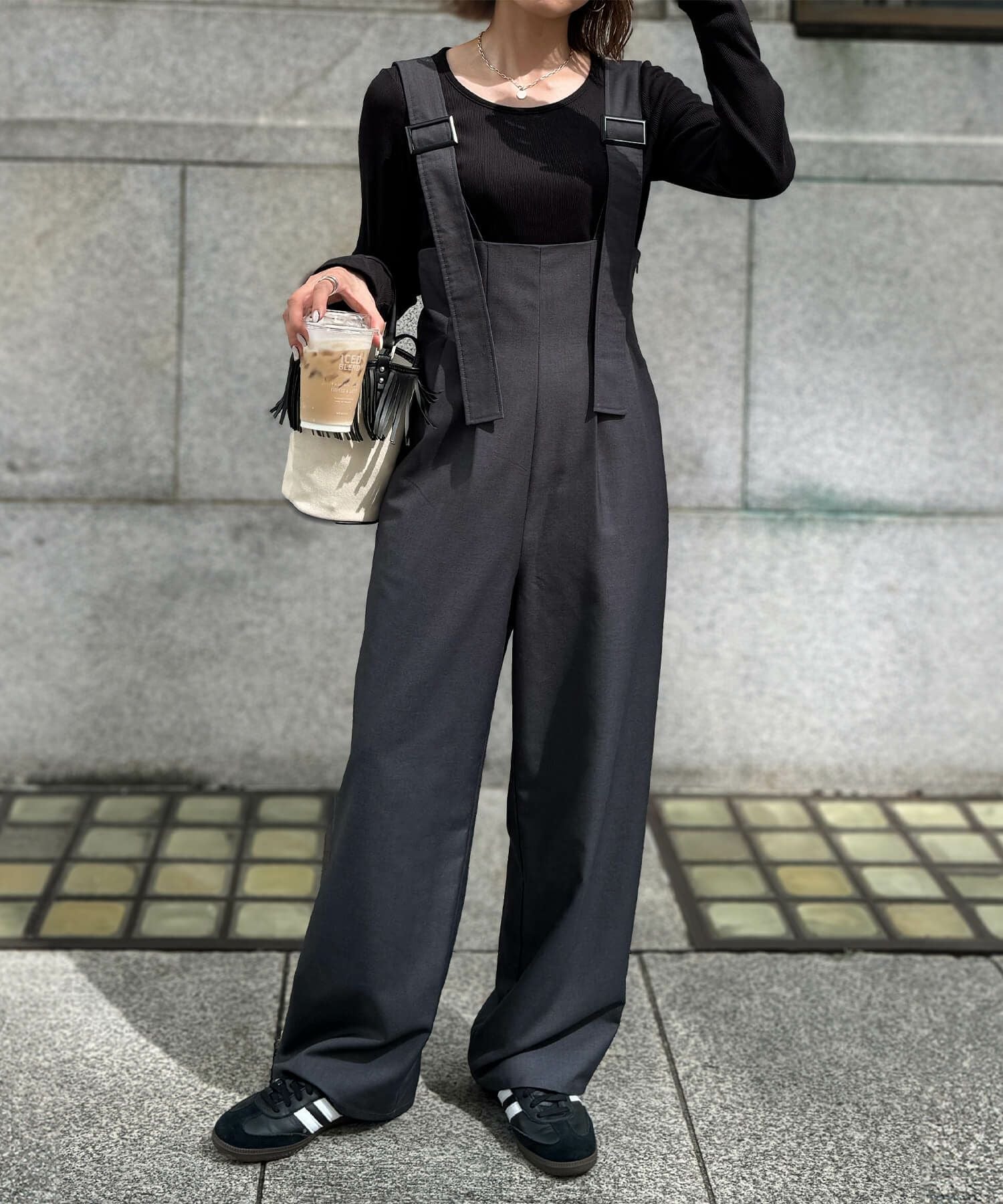 ✨試着のみ✨  × rokh ベルテッドパンツ 46 ブラック 限定品 黒 PEカルゼベルテッドパンツ（スラックス）｜Spick & Span（スピック