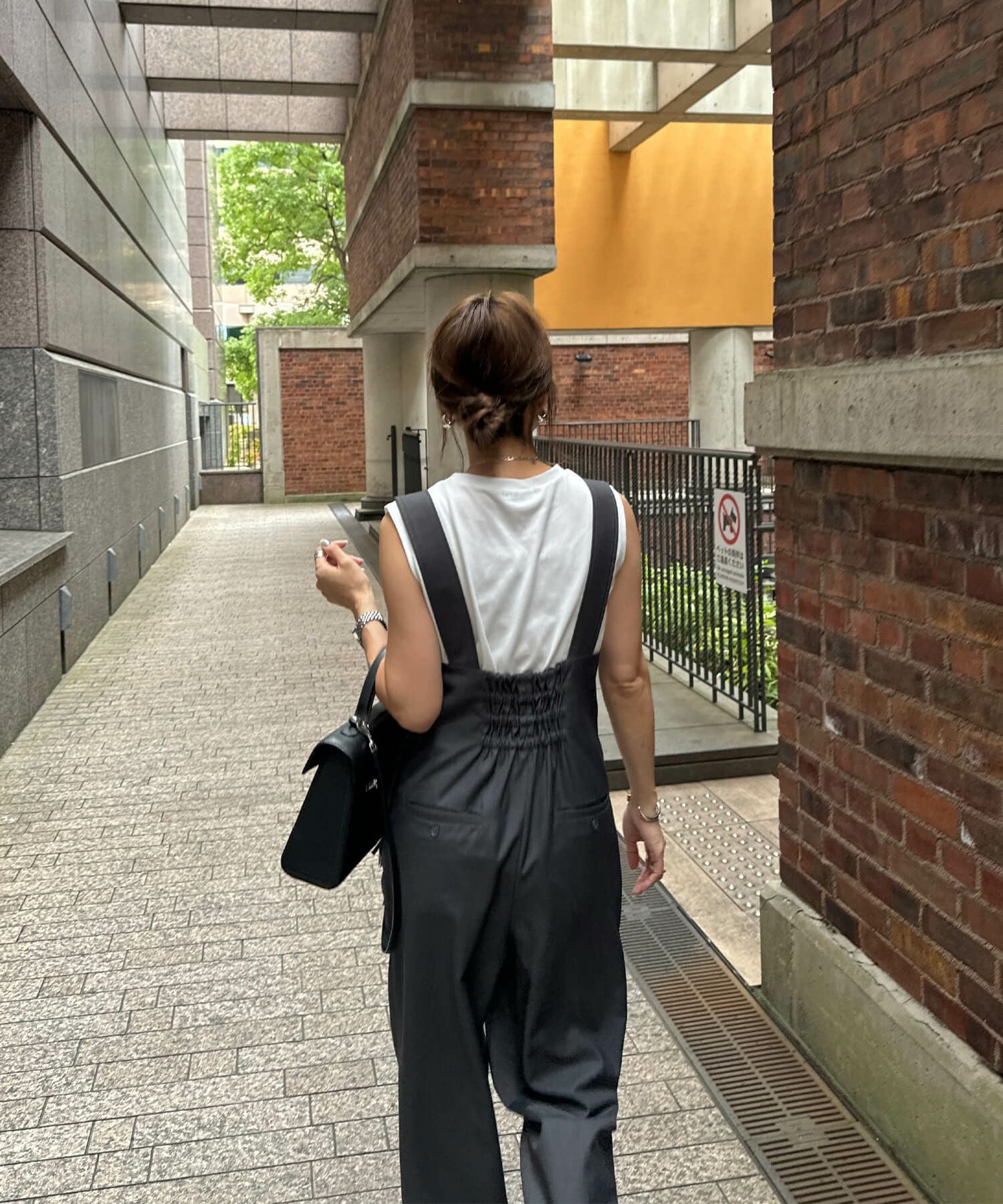 サロペット・オーバーオール・オールインワン Eaphi front belt high waist salopette ベルトデザインサロペットパンツ | Belt designed salopette pants