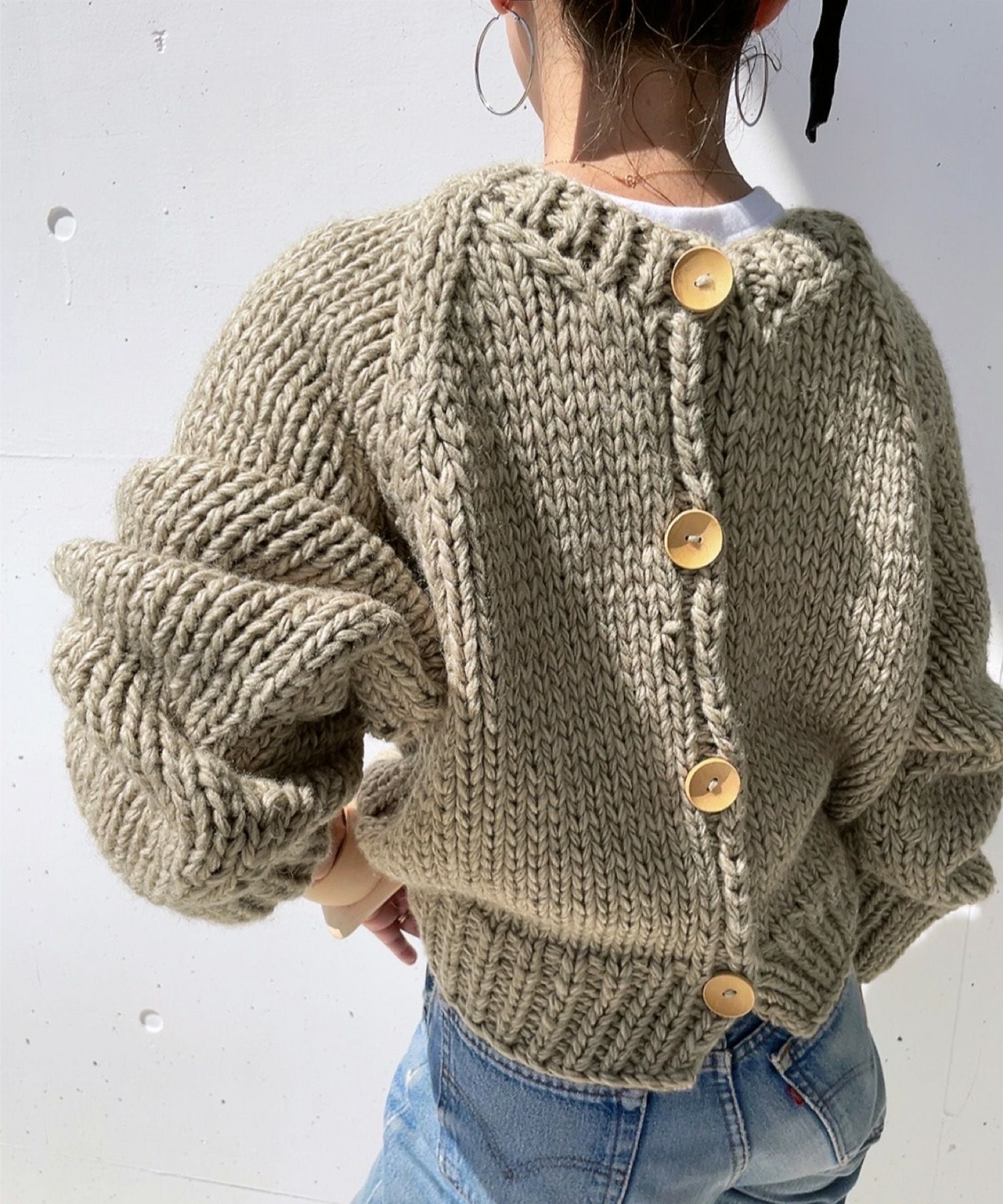 ハンドニットウールブレンドカーディガン | Hand knit wool blend