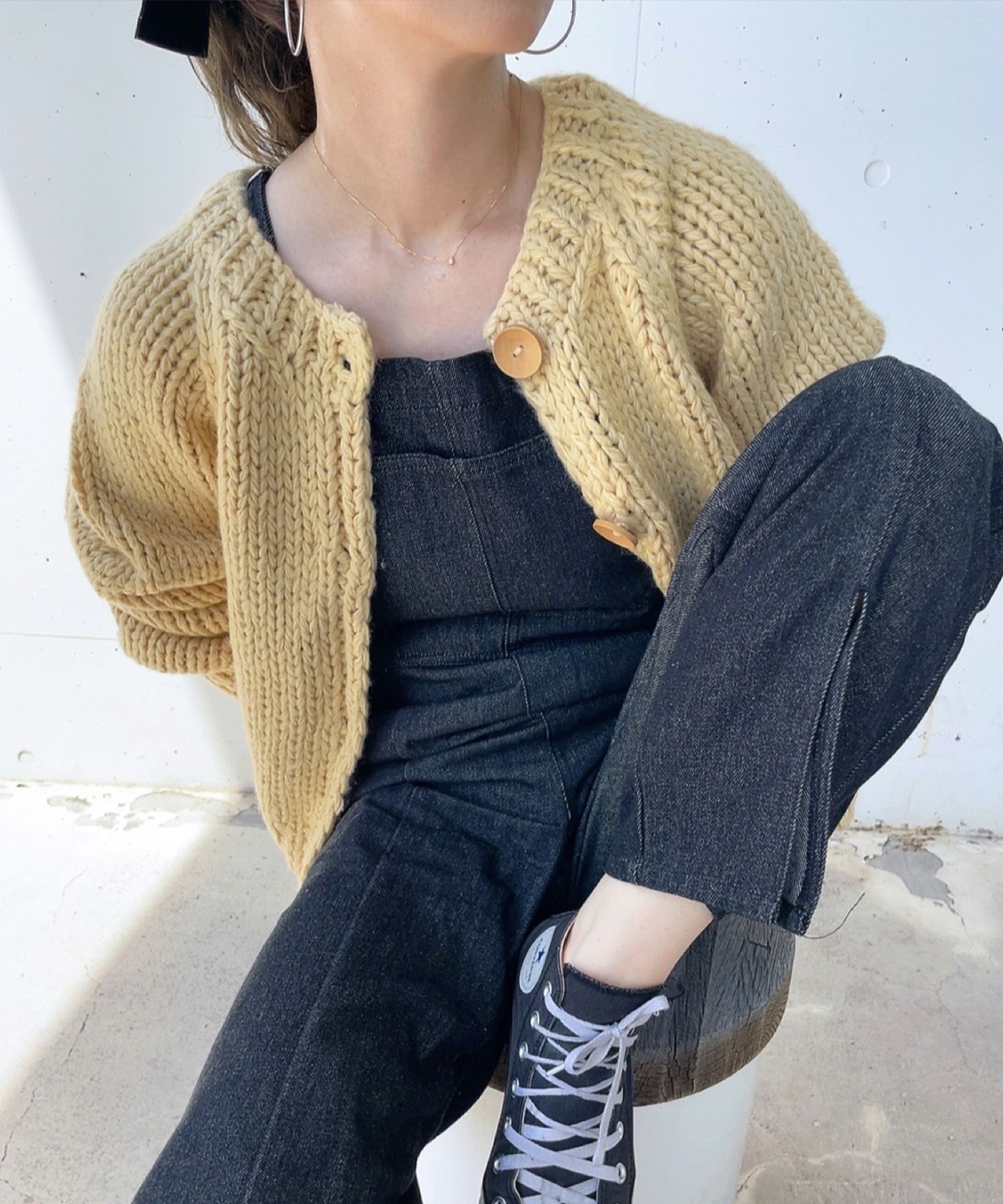 ハンドニットウールブレンドカーディガン | Hand knit wool blend