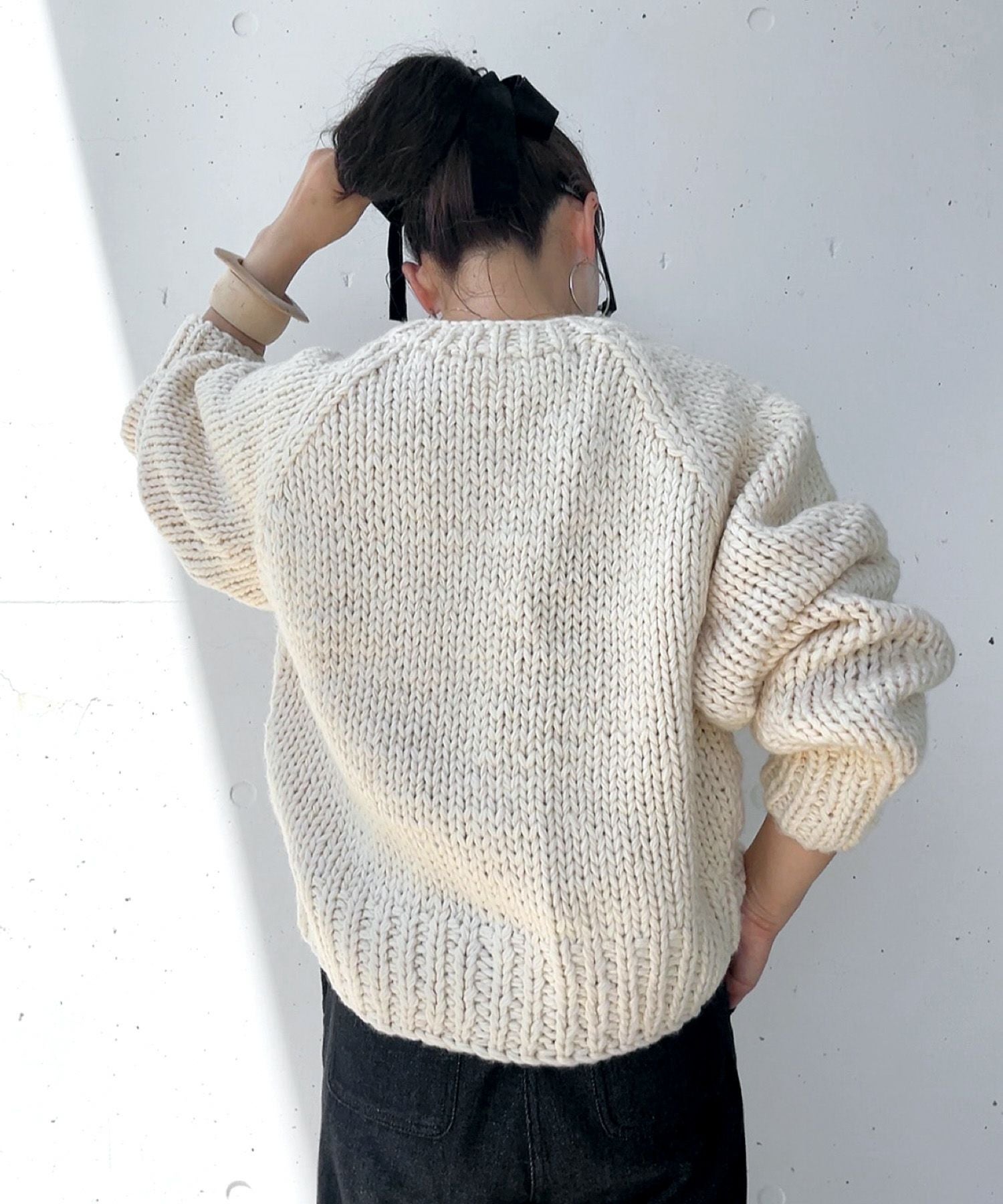 ハンドニットウールブレンドカーディガン | Hand knit wool blend