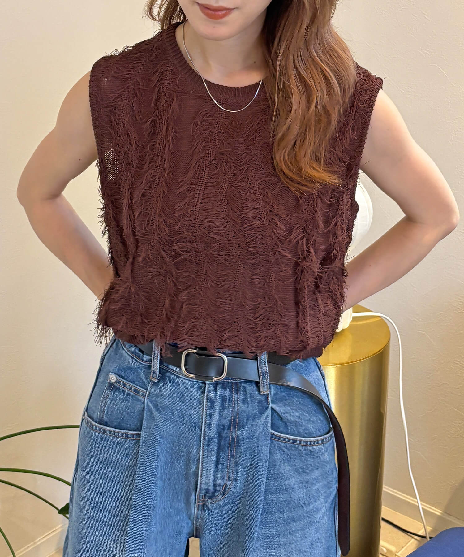 フリンジニットベスト | Fringe knit vest (isook select)