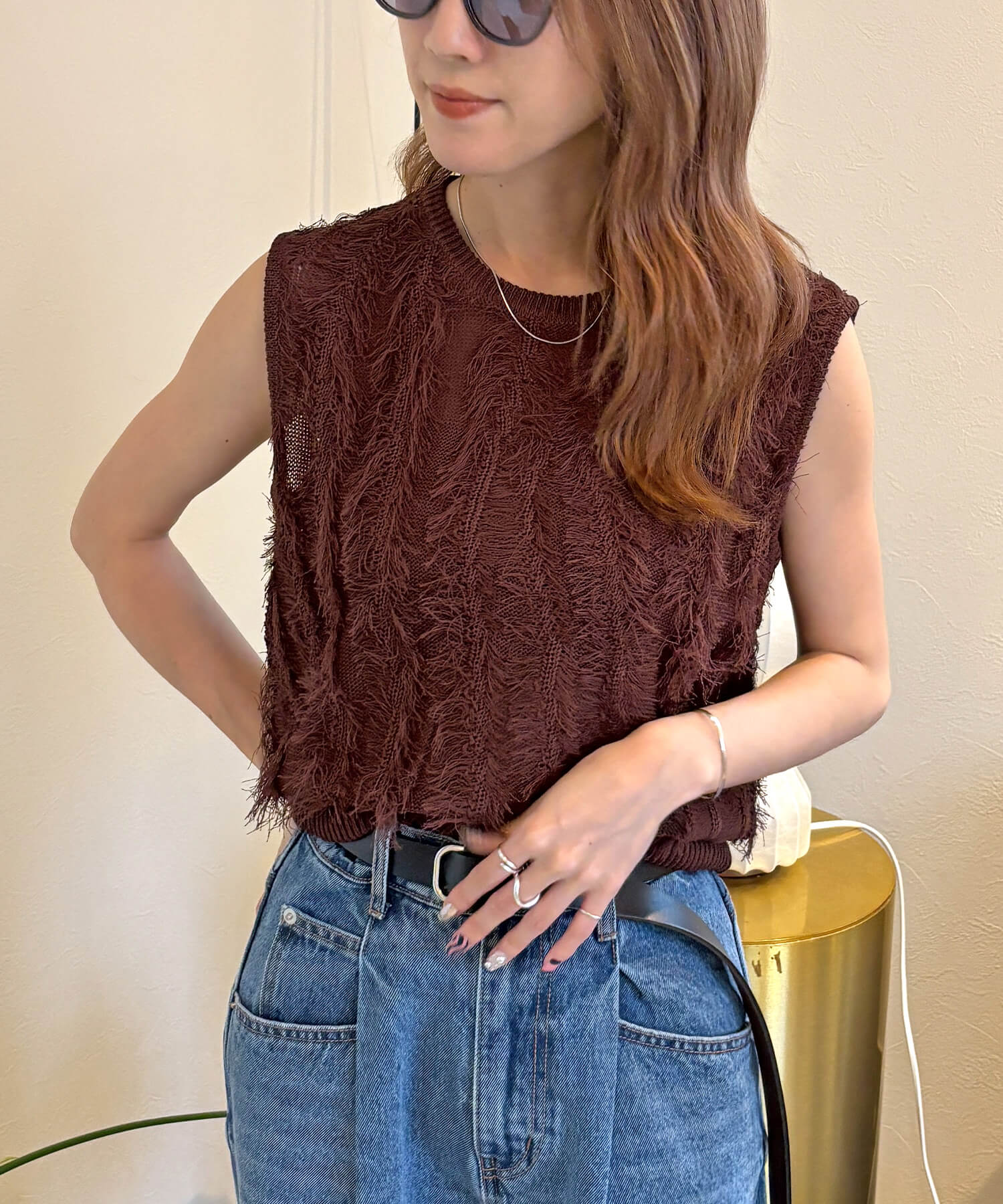 フリンジニットベスト | Fringe knit vest (isook select)