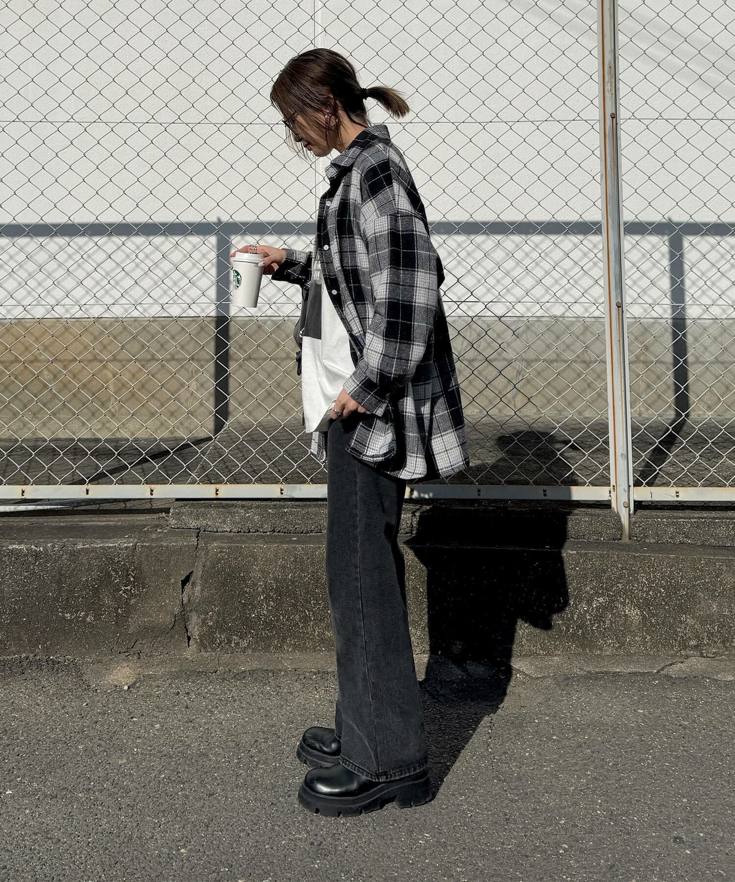 新品タグ・ショッパー★OBLI オブリー チェックシャツ OY/オーワイ』 S.L CHECK ZIPPER HOODIE SHIRTS/チェックジップ