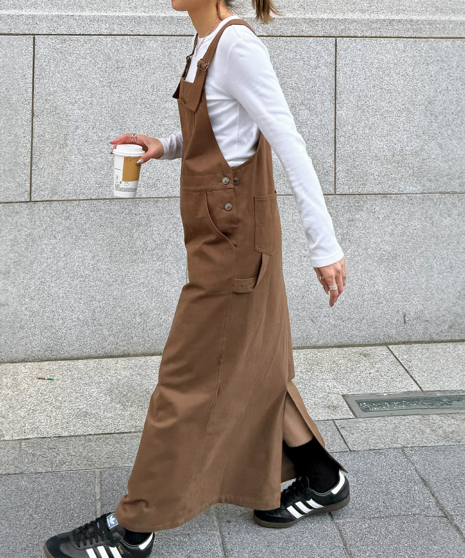 コットンロングジャンパースカート | Cotton long jumper skirt