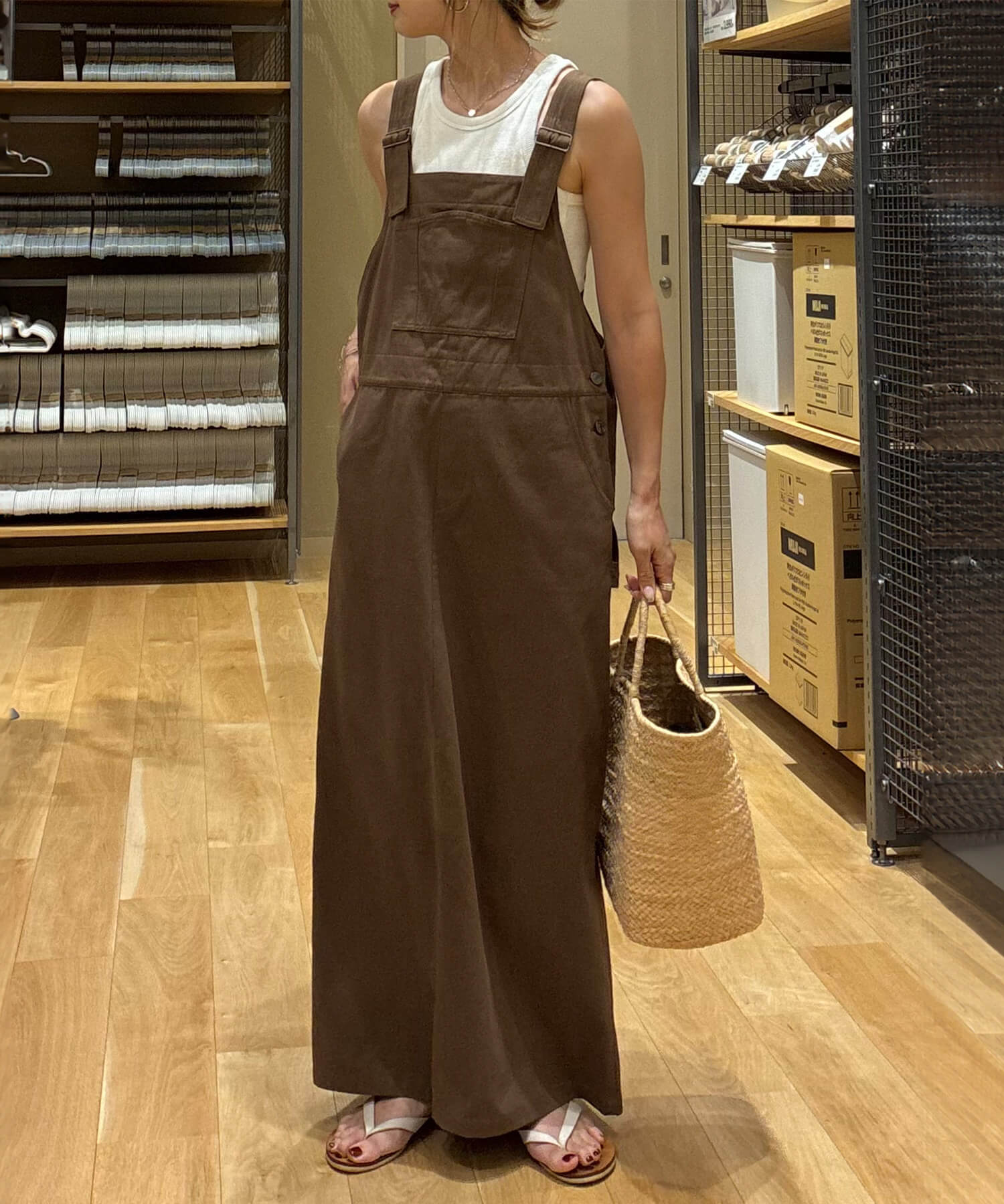 コットンロングジャンパースカート | Cotton long jumper skirt