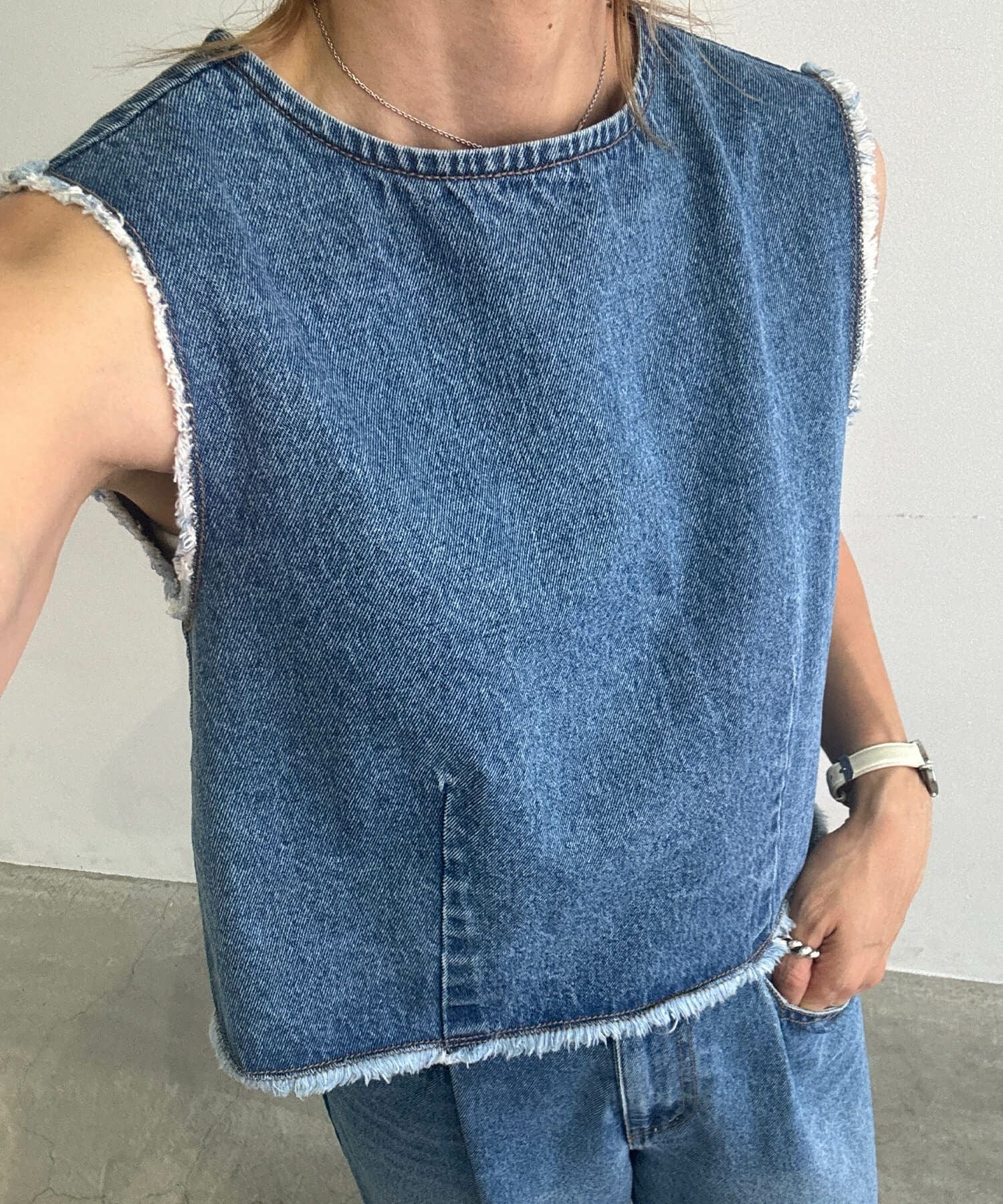 フリンジデニムセットアップ | Fringe denim set up (chiica original)