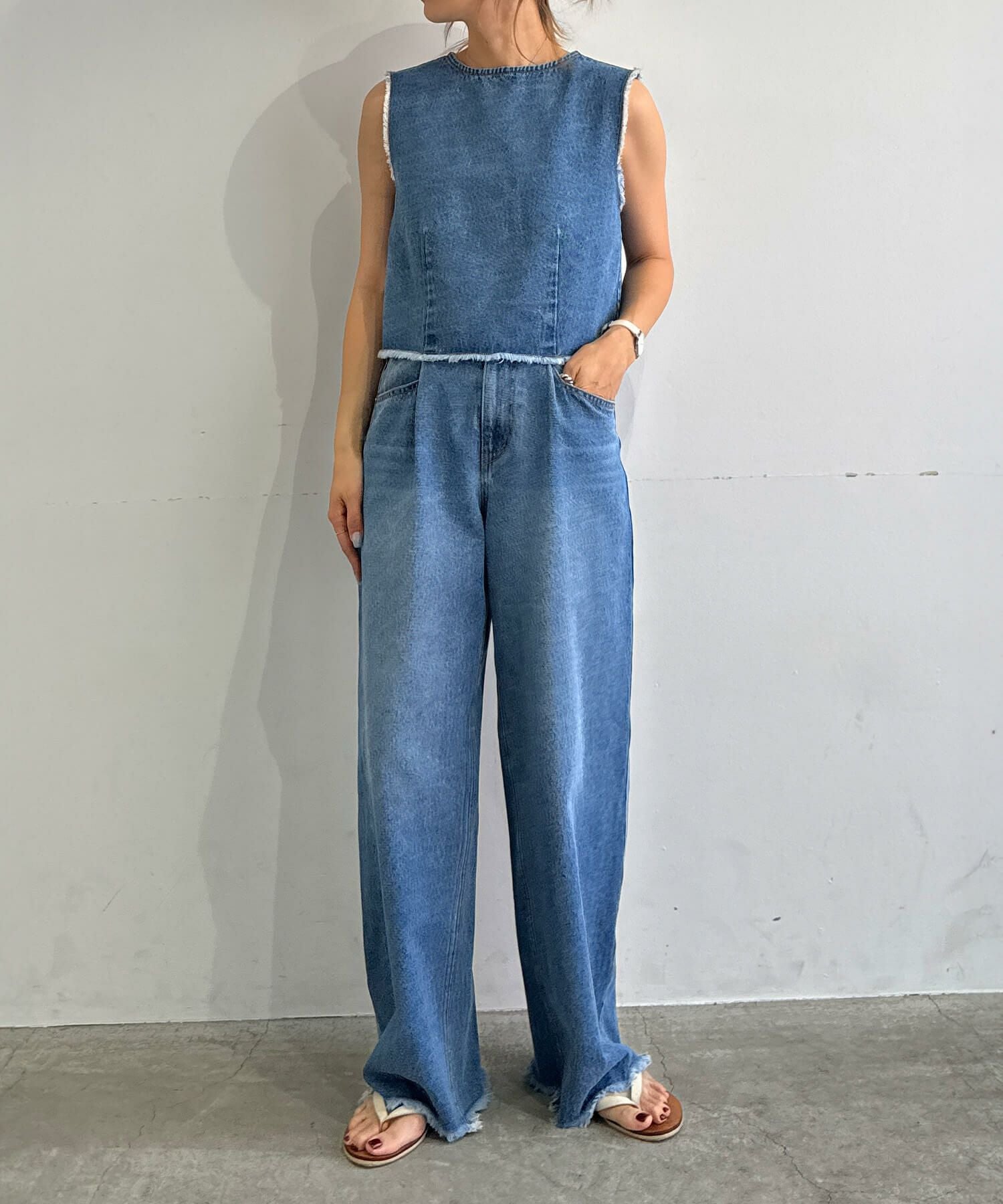 フリンジデニムセットアップ | Fringe denim set up (chiica original)