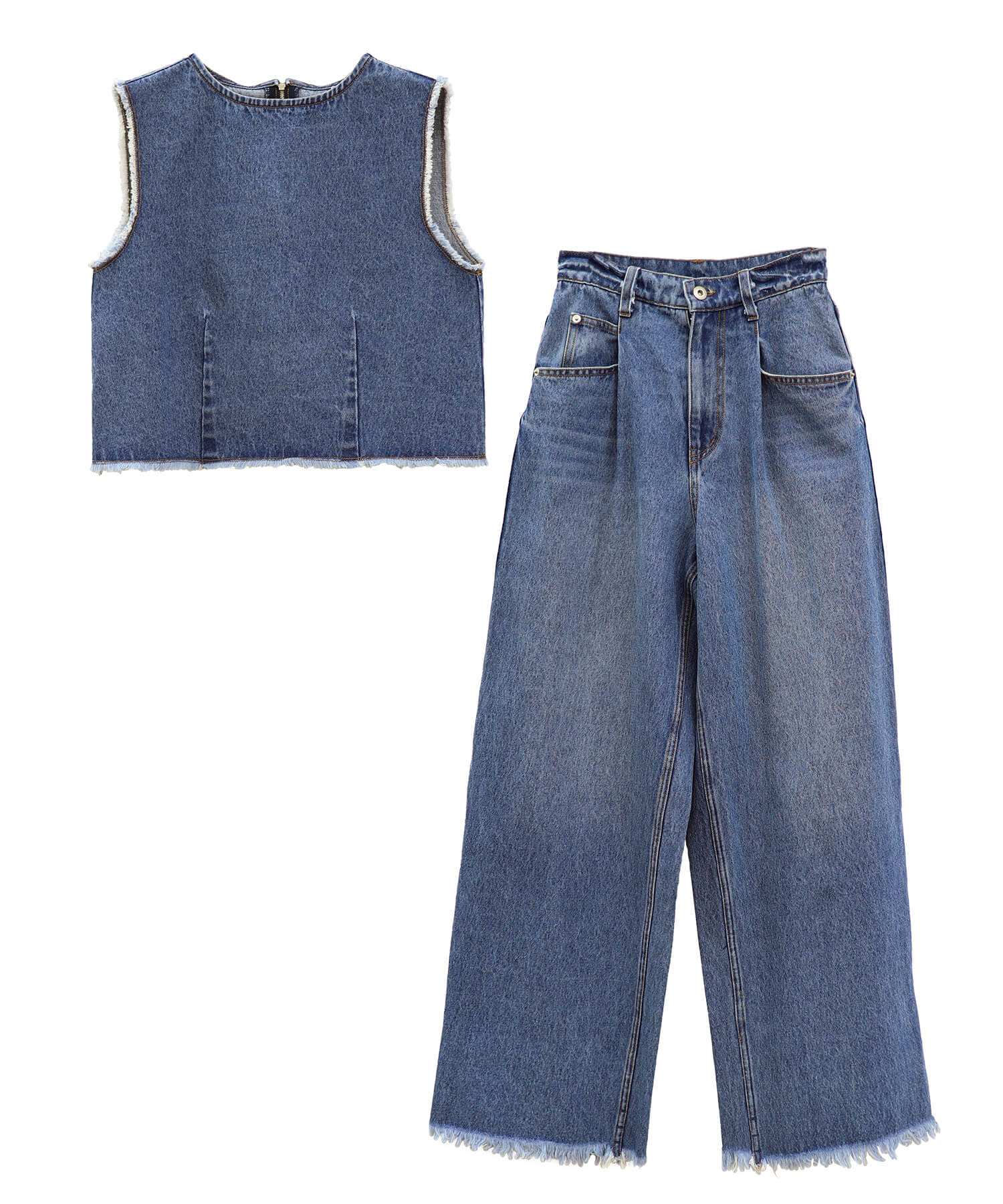 フリンジデニムセットアップ | Fringe denim set up (chiica original)