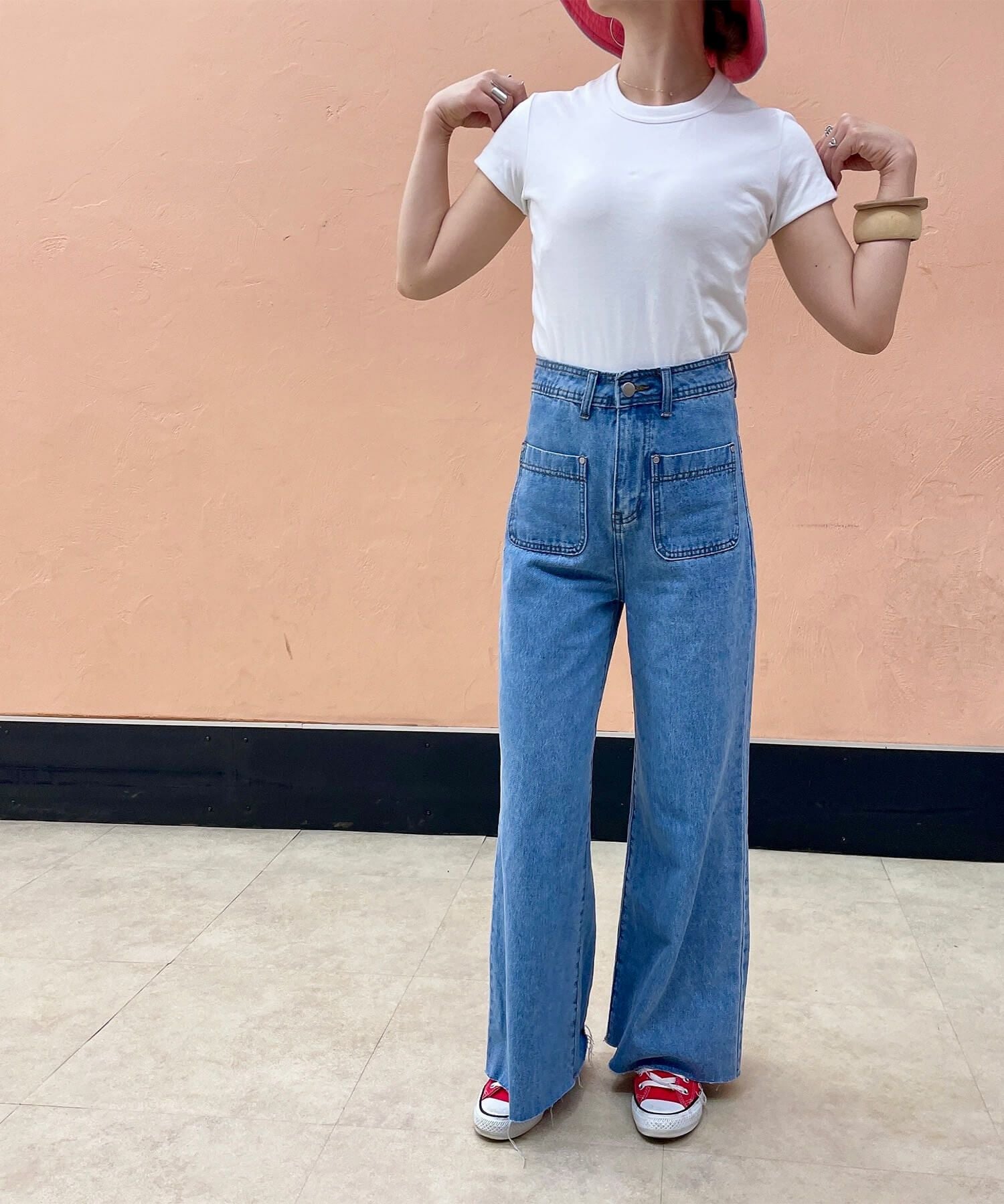 フロントポケットハイウエストフレアデニム | Front pocket high waist