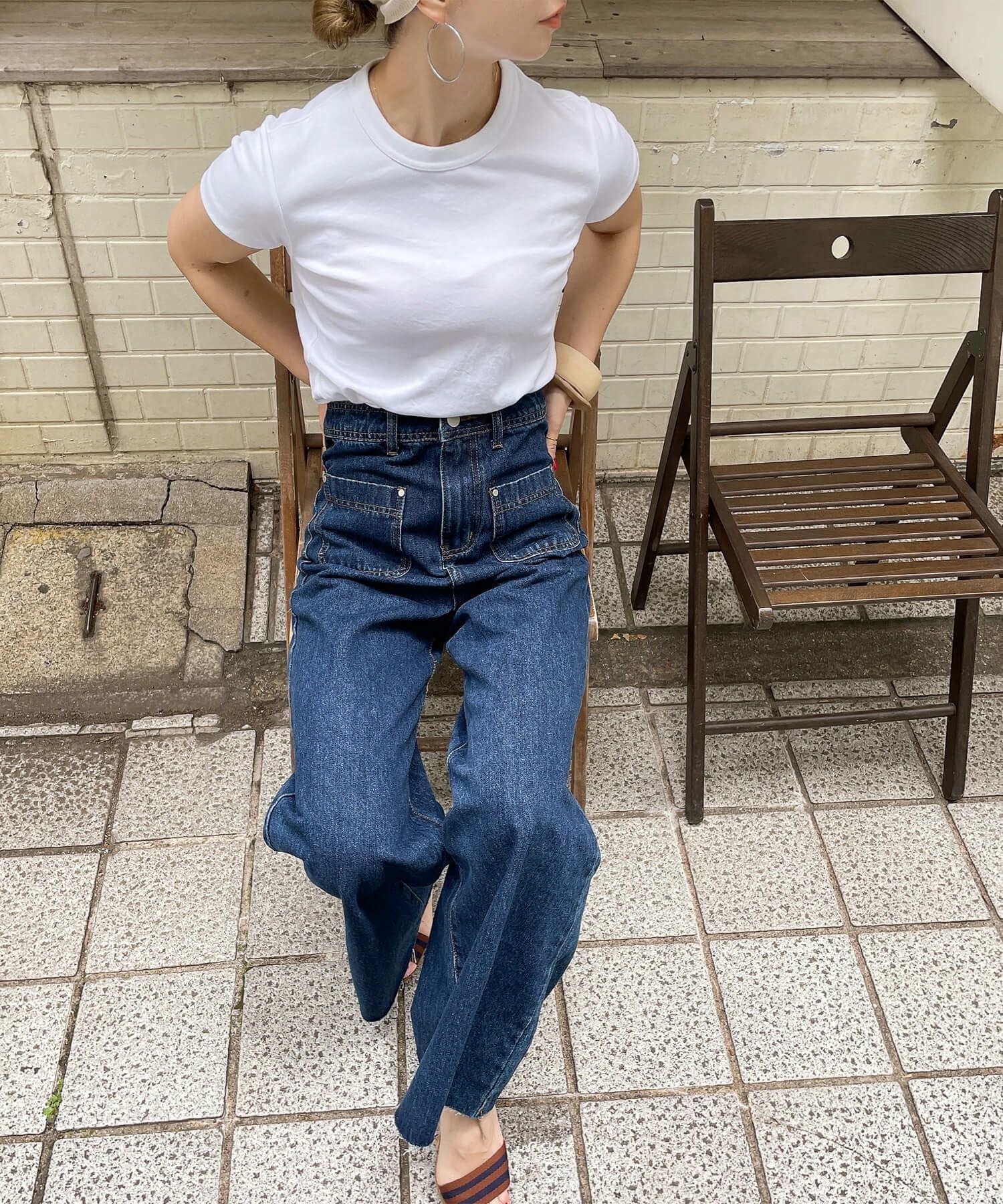 フロントポケットハイウエストフレアデニム | Front pocket high waist