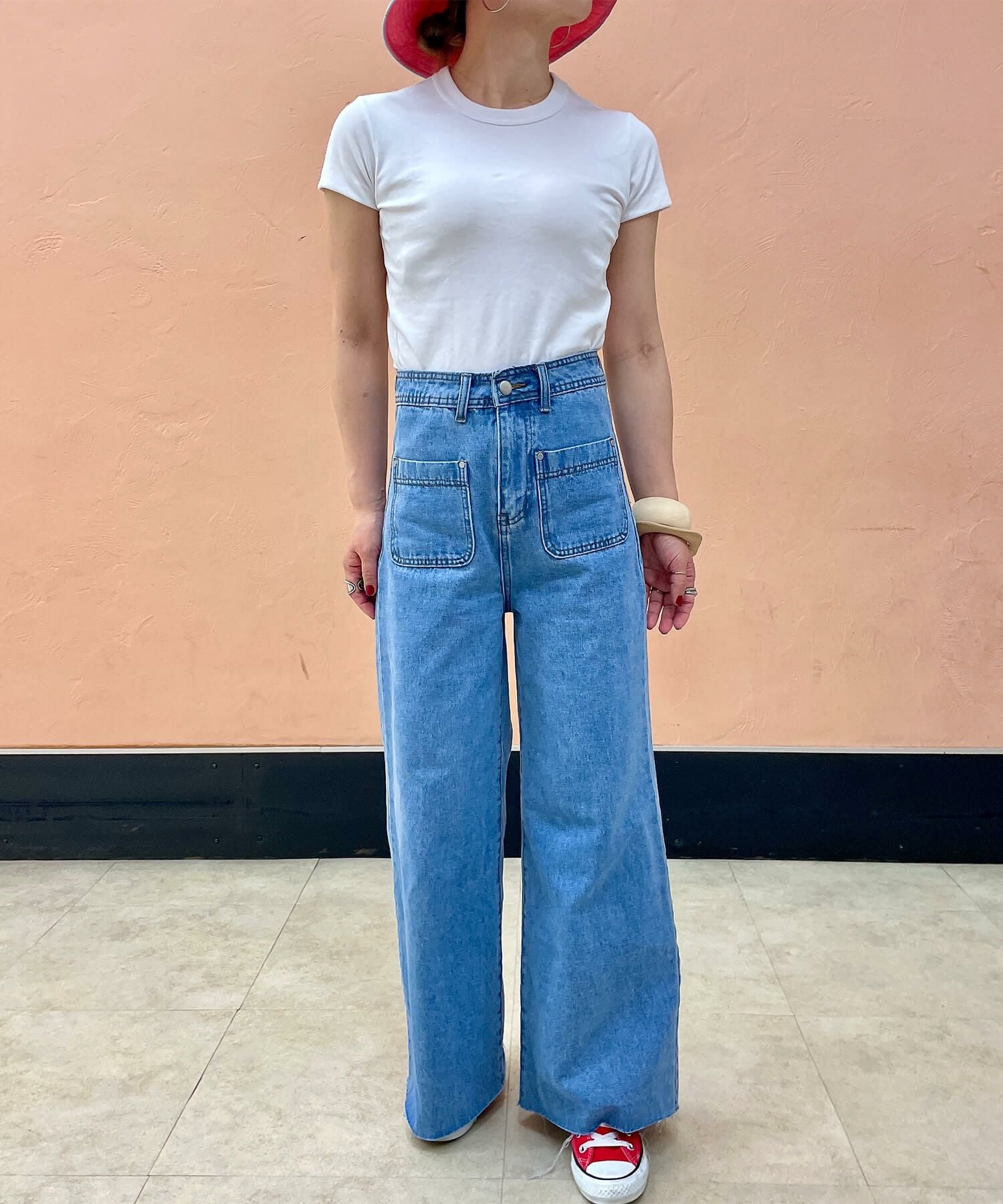 フロントポケットハイウエストフレアデニム | Front pocket high waist