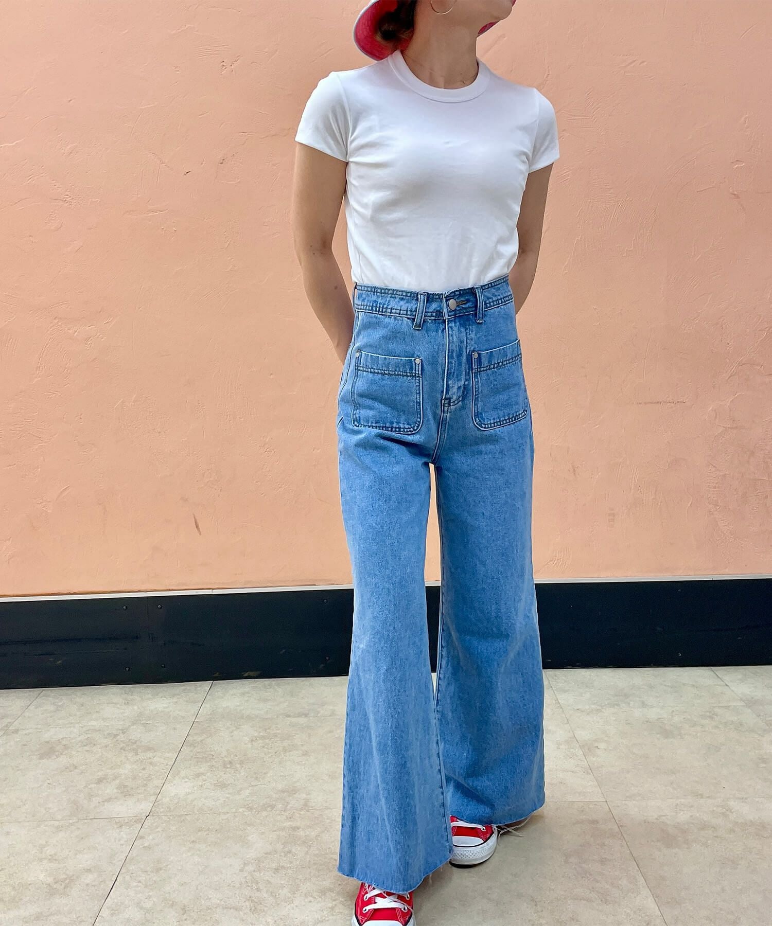 semantic design パイソンポケット フレア デニム M フロントポケットハイウエストフレアデニム | Front pocket high waist