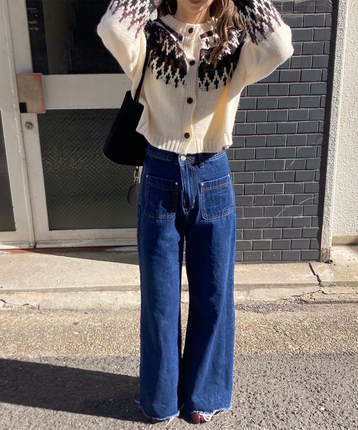 フロントポケットハイウエストフレアデニム | Front pocket high waist