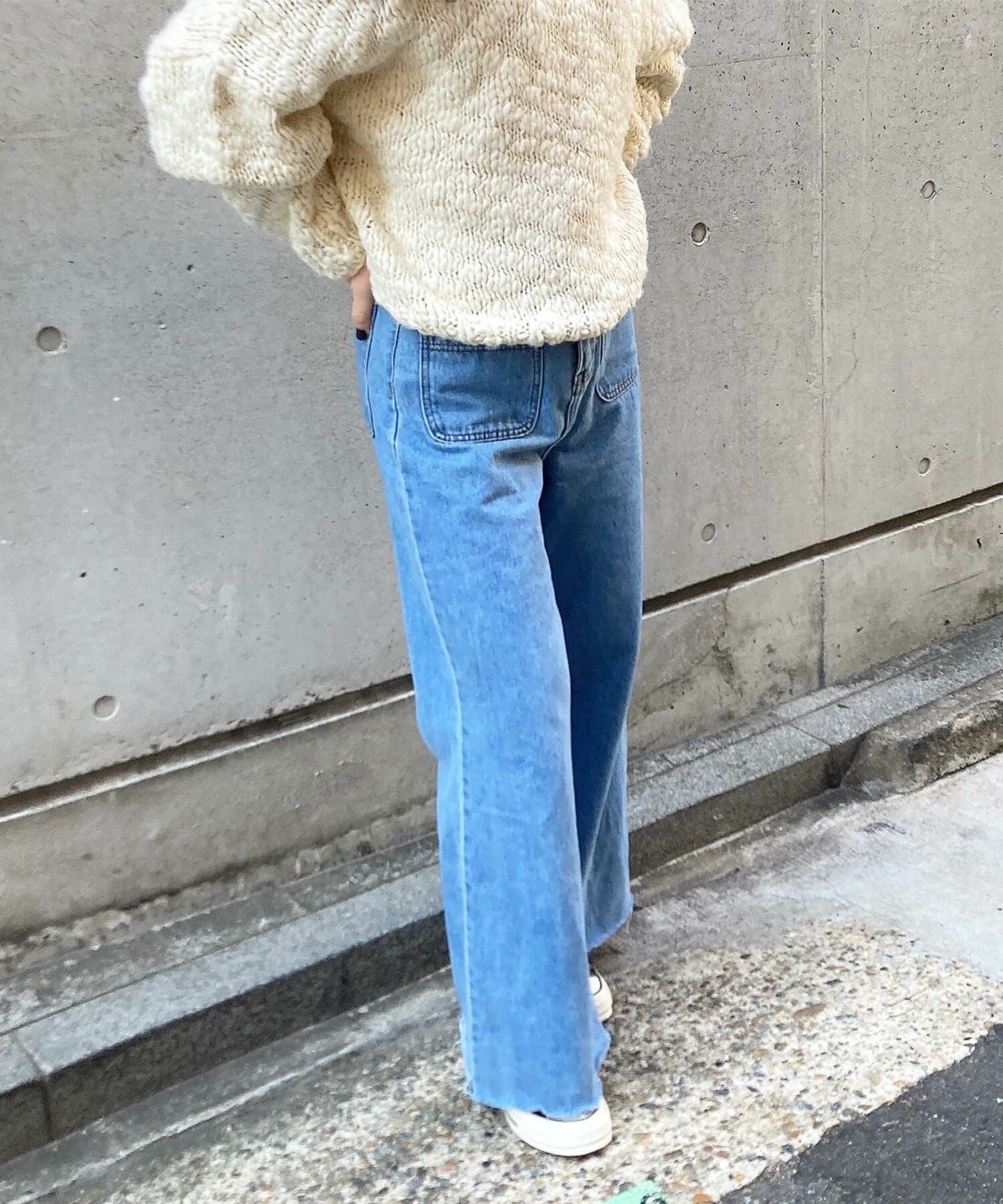 フロントポケットハイウエストフレアデニム | Front pocket high waist