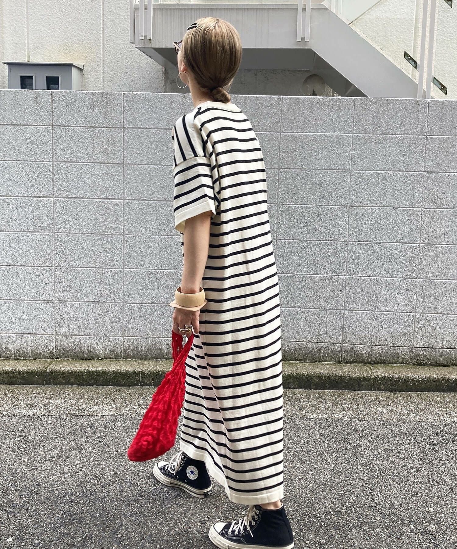 ボーダーニットロングワンピース | Border knit long onepiece