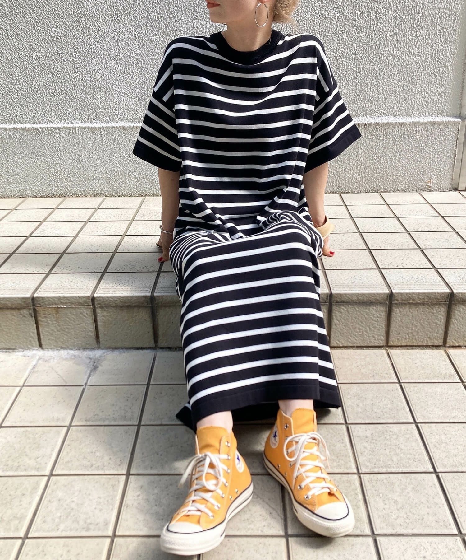 ボーダーニットロングワンピース | Border knit long onepiece