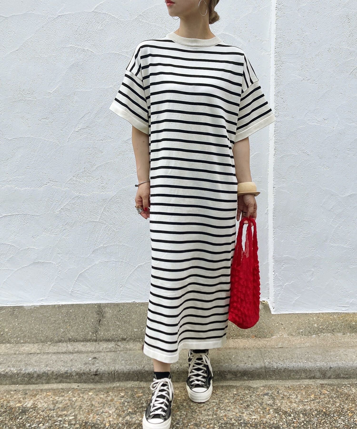 ボーダーニットロングワンピース | Border knit long onepiece