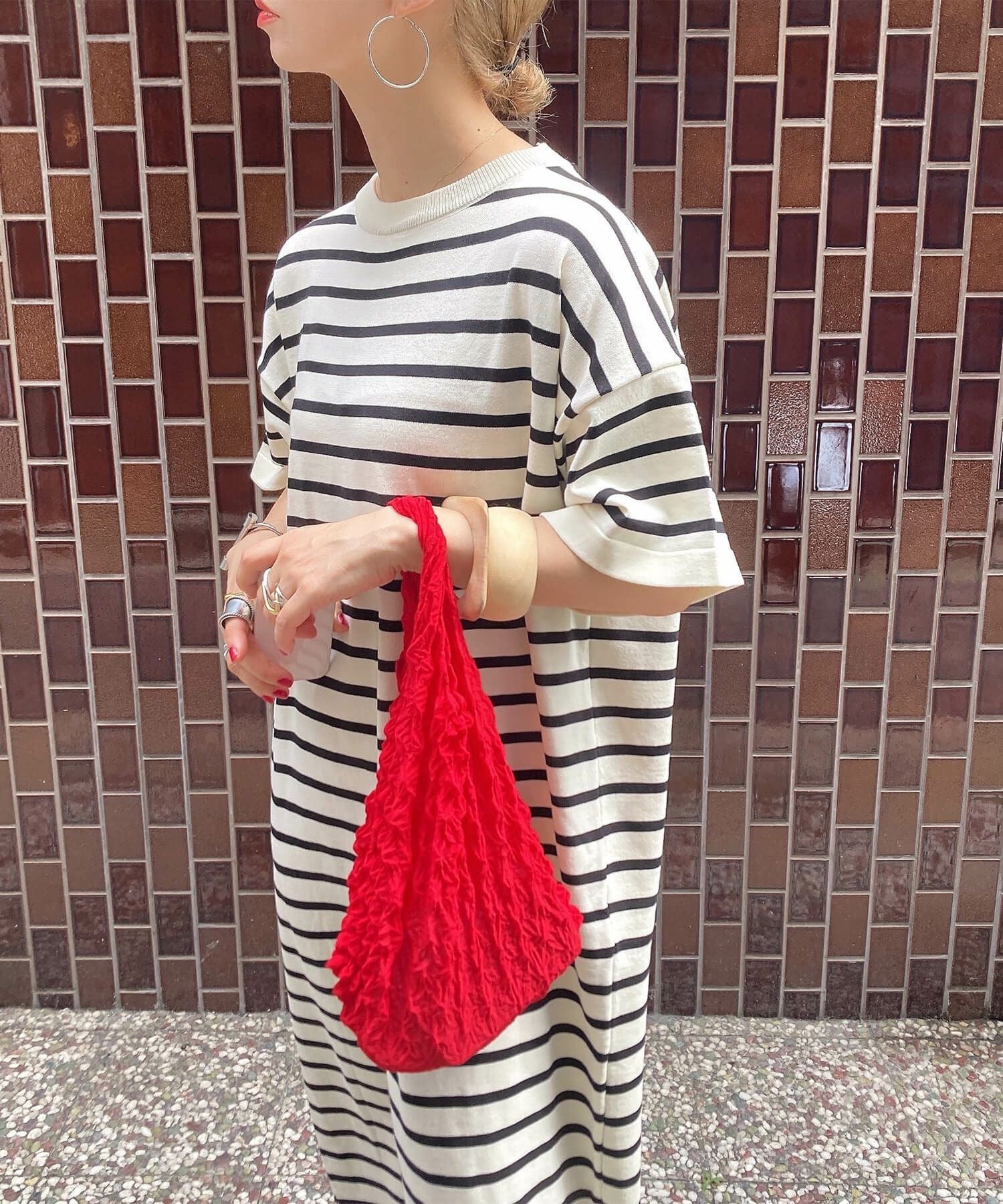 ボーダーニットロングワンピース | Border knit long onepiece