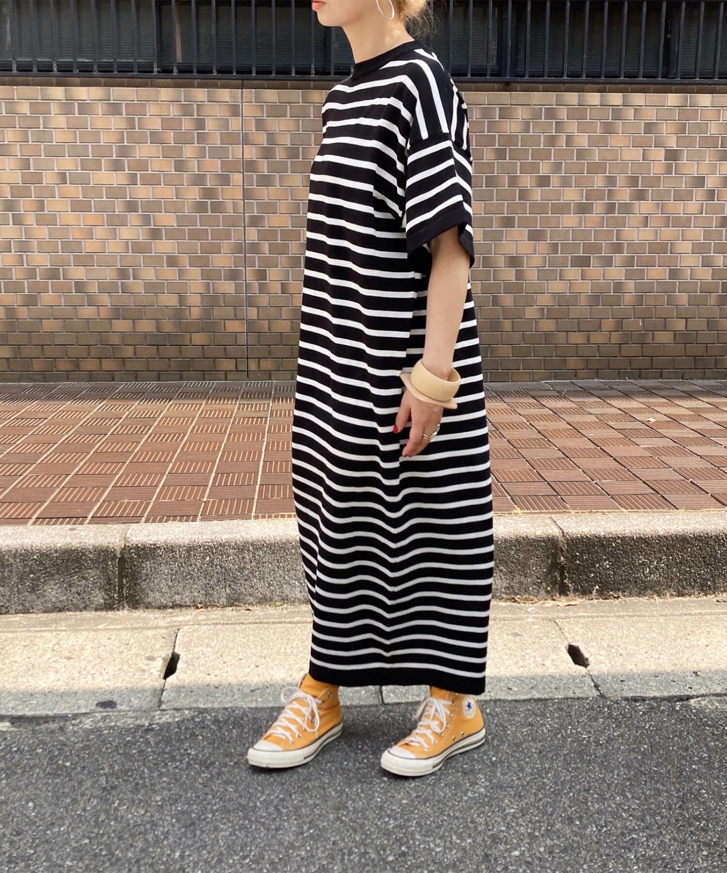 ボーダーニットロングワンピース | Border knit long onepiece