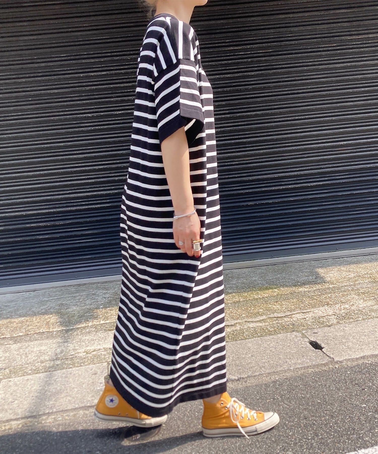 ボーダーニットロングワンピース | Border knit long onepiece