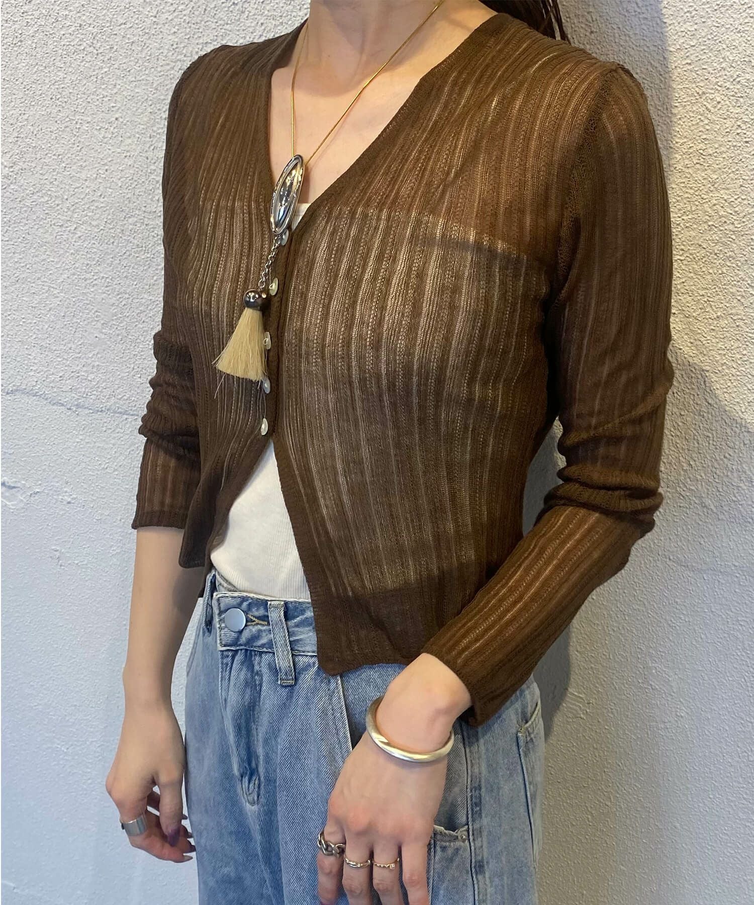 リブシアーカーディガン | Rib sheer cardigan (kiharu select)