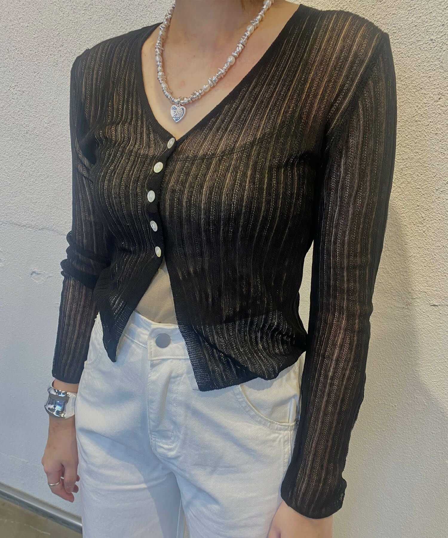 リブシアーカーディガン | Rib sheer cardigan (kiharu select)