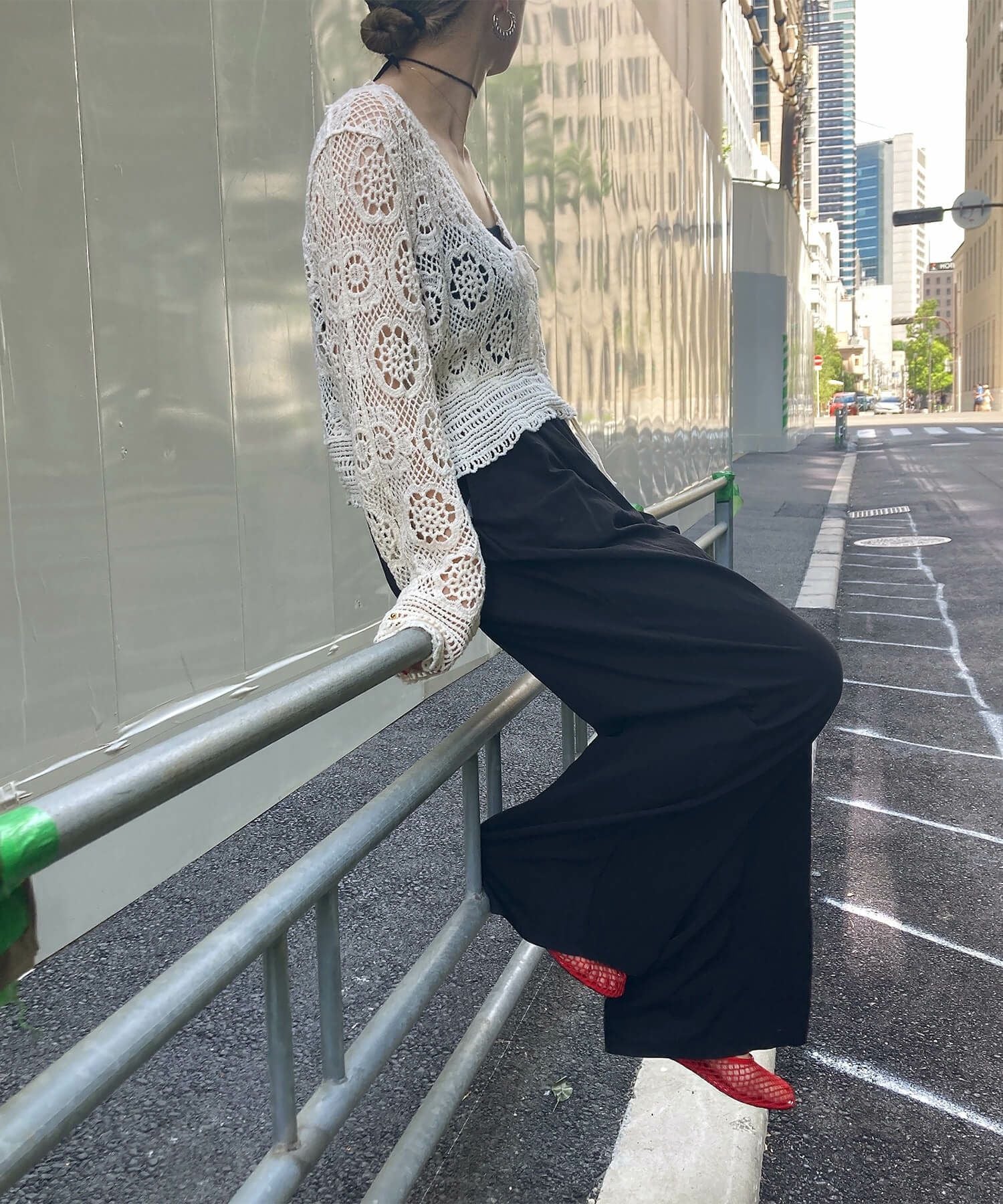 フラワークロシェカーディガン | Flower crochet cardigan (comochi