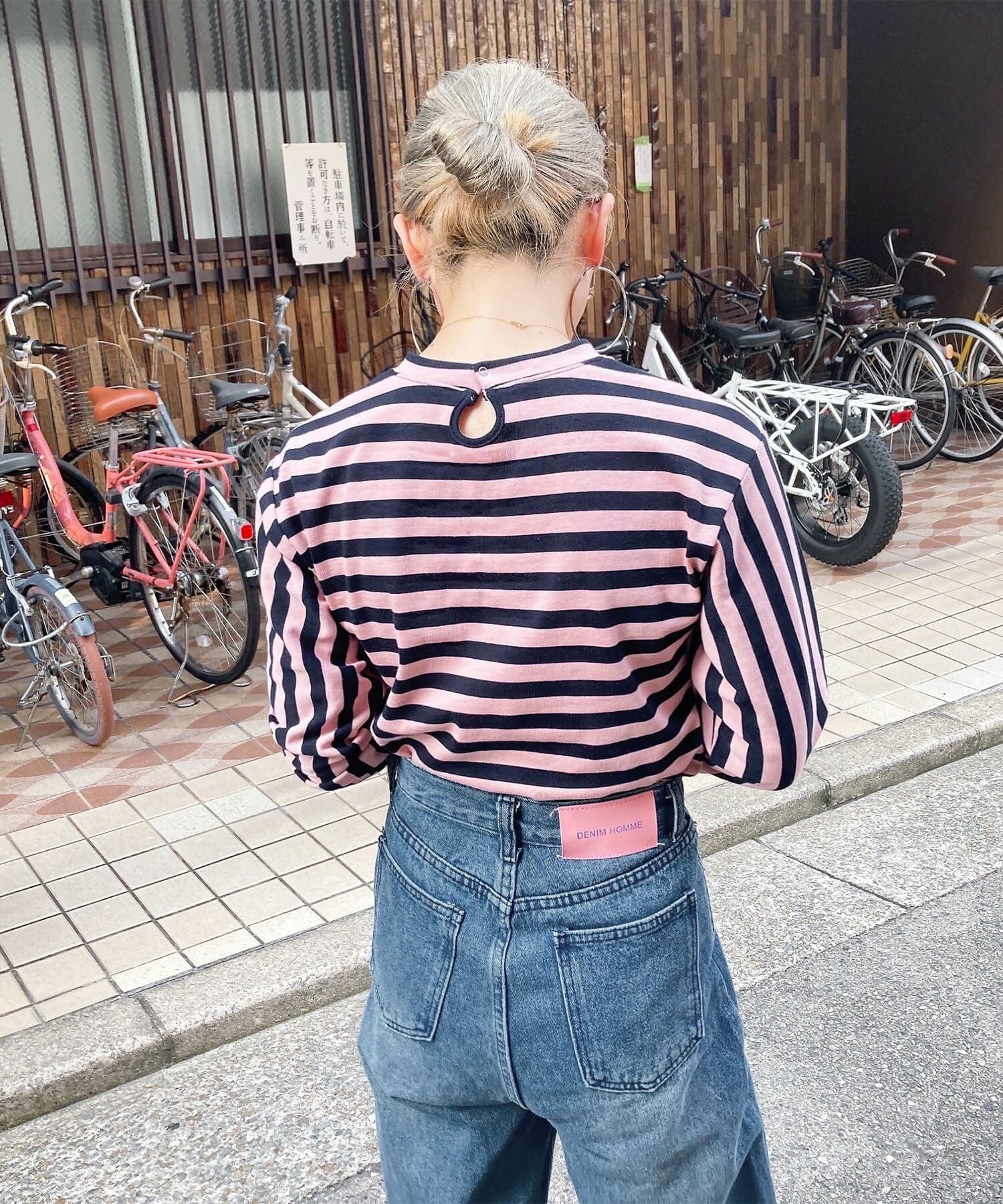 ミックスボーダービスチェロンT | Mixed border bustier long tee