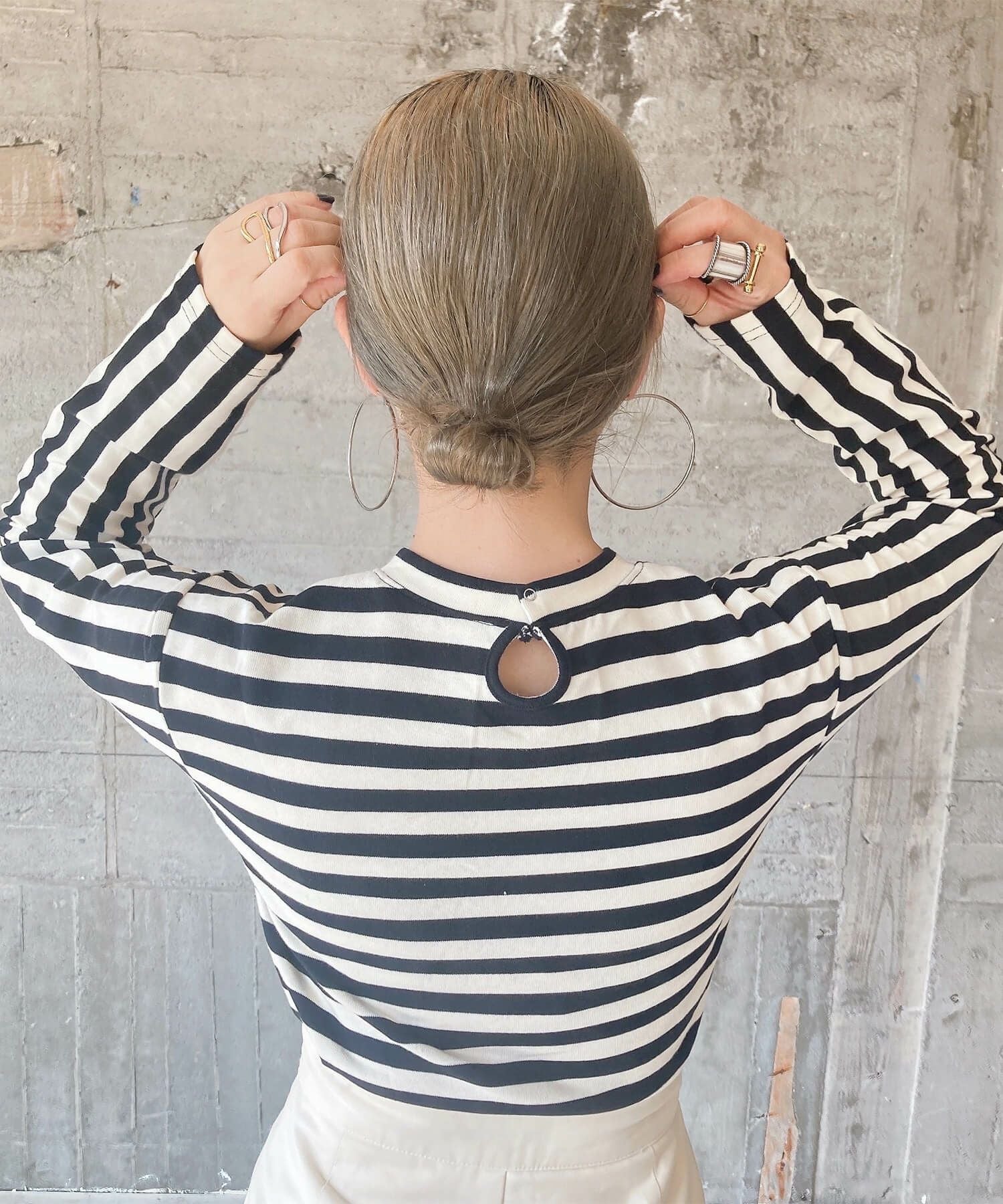 ミックスボーダービスチェロンT | Mixed border bustier long tee