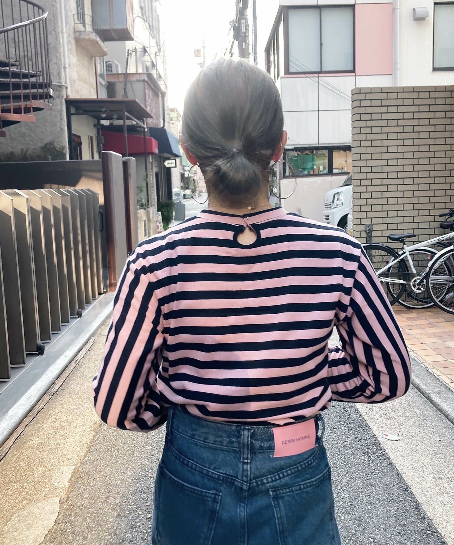 ミックスボーダービスチェロンT | Mixed border bustier long tee