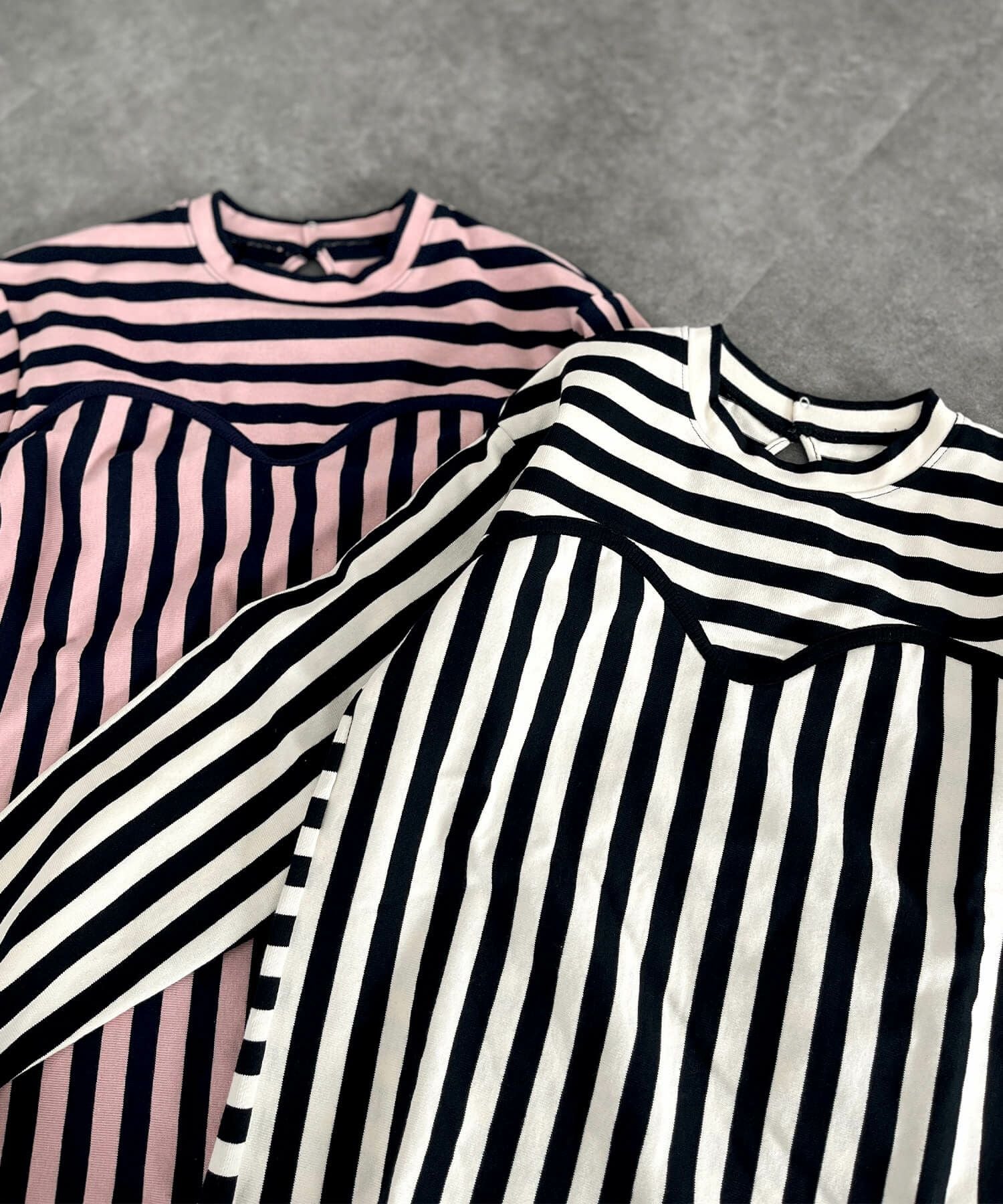 ミックスボーダービスチェロンT | Mixed border bustier long tee